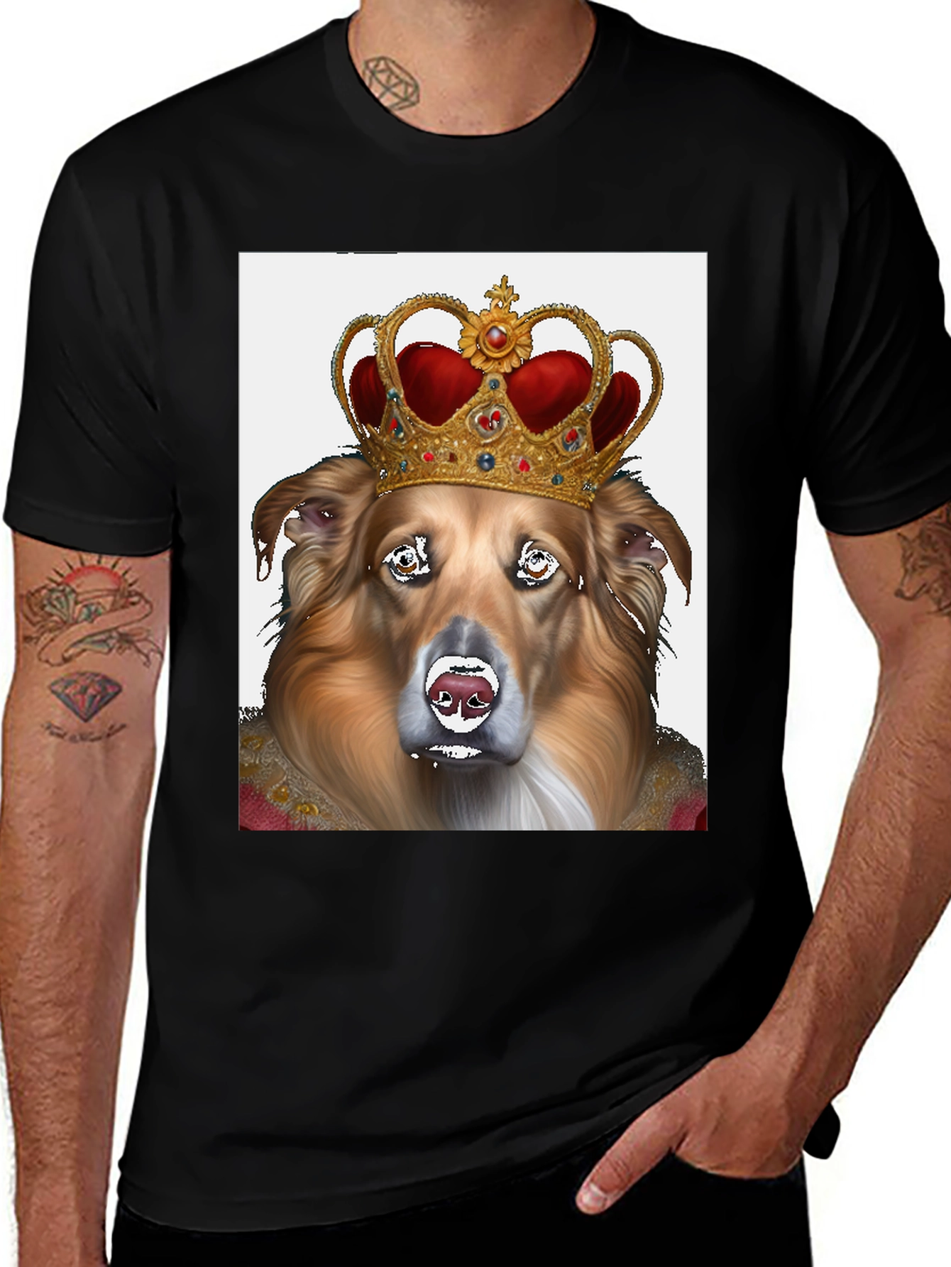 King Dog Graphic Tee - Black Cotton