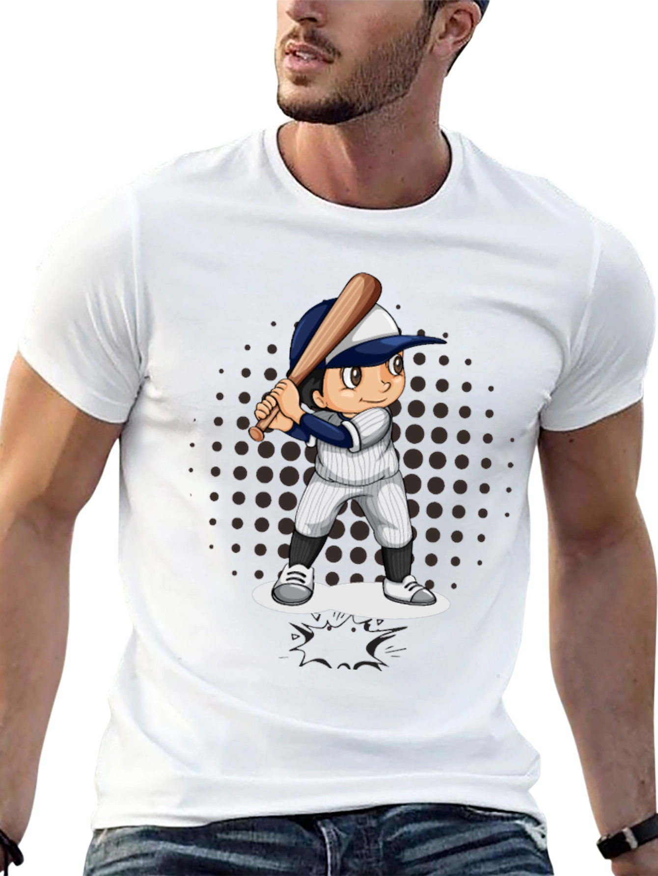Baseball Cartoon Graphic T-Shirt
