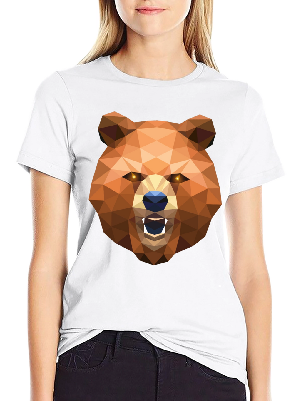 Geometric Bear Head Graphic T-Shirt