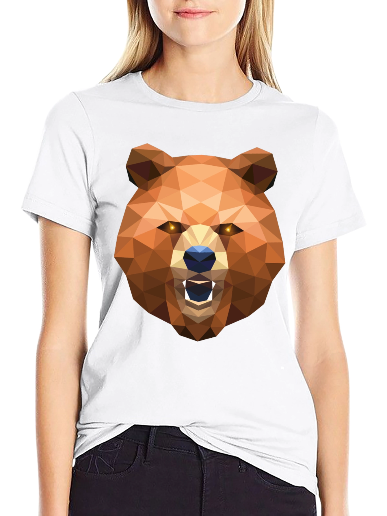 Geometric Bear Head Graphic T-Shirt