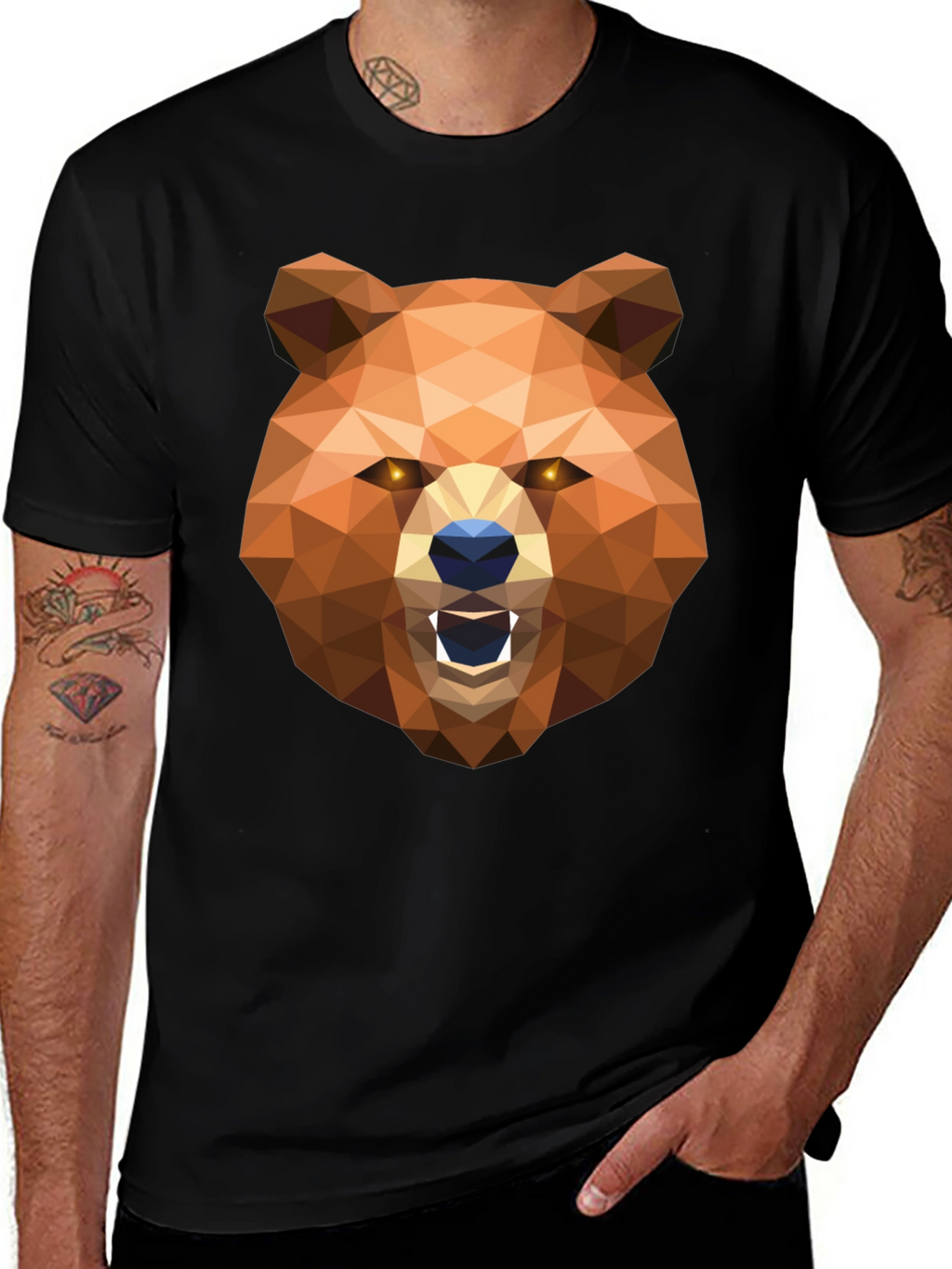 Geometric Bear Head Graphic T-Shirt