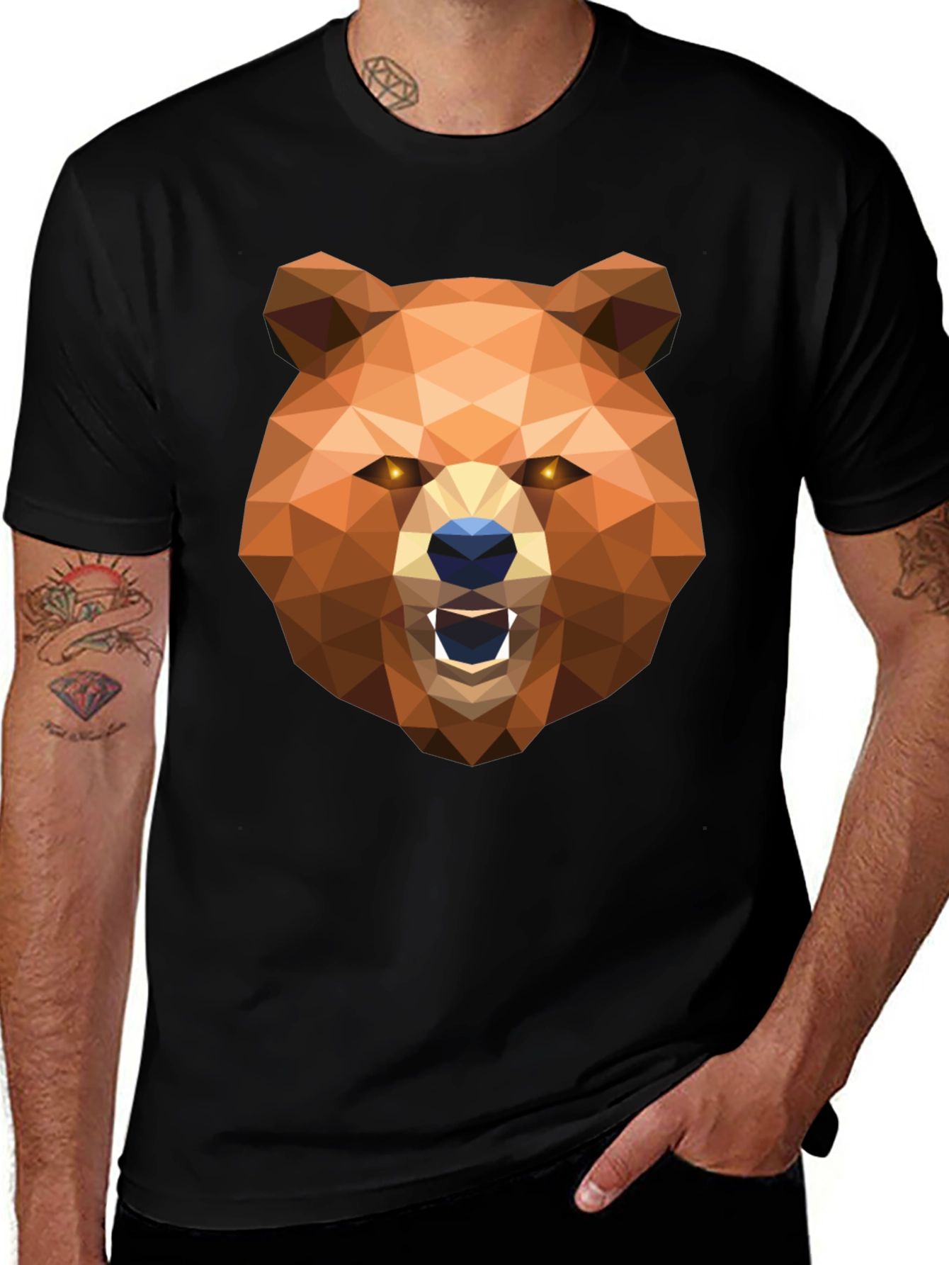 Geometric Bear Head Graphic T-Shirt
