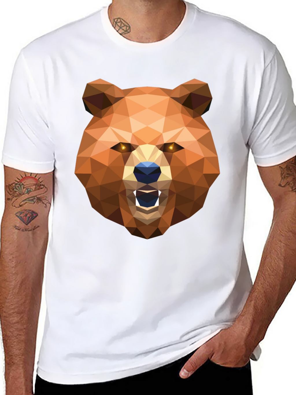 Geometric Bear Head Graphic T-Shirt