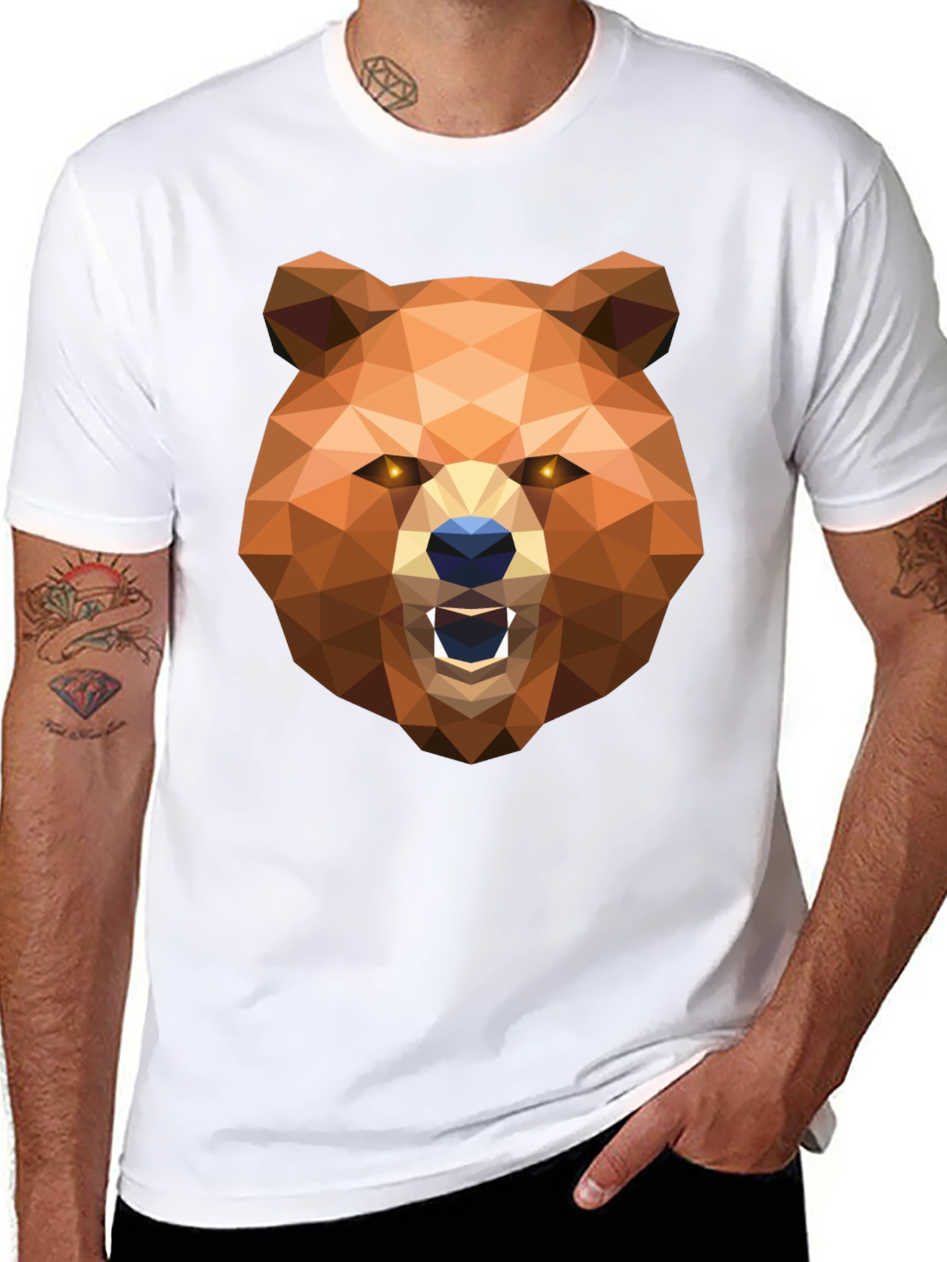 Geometric Bear Head Graphic T-Shirt