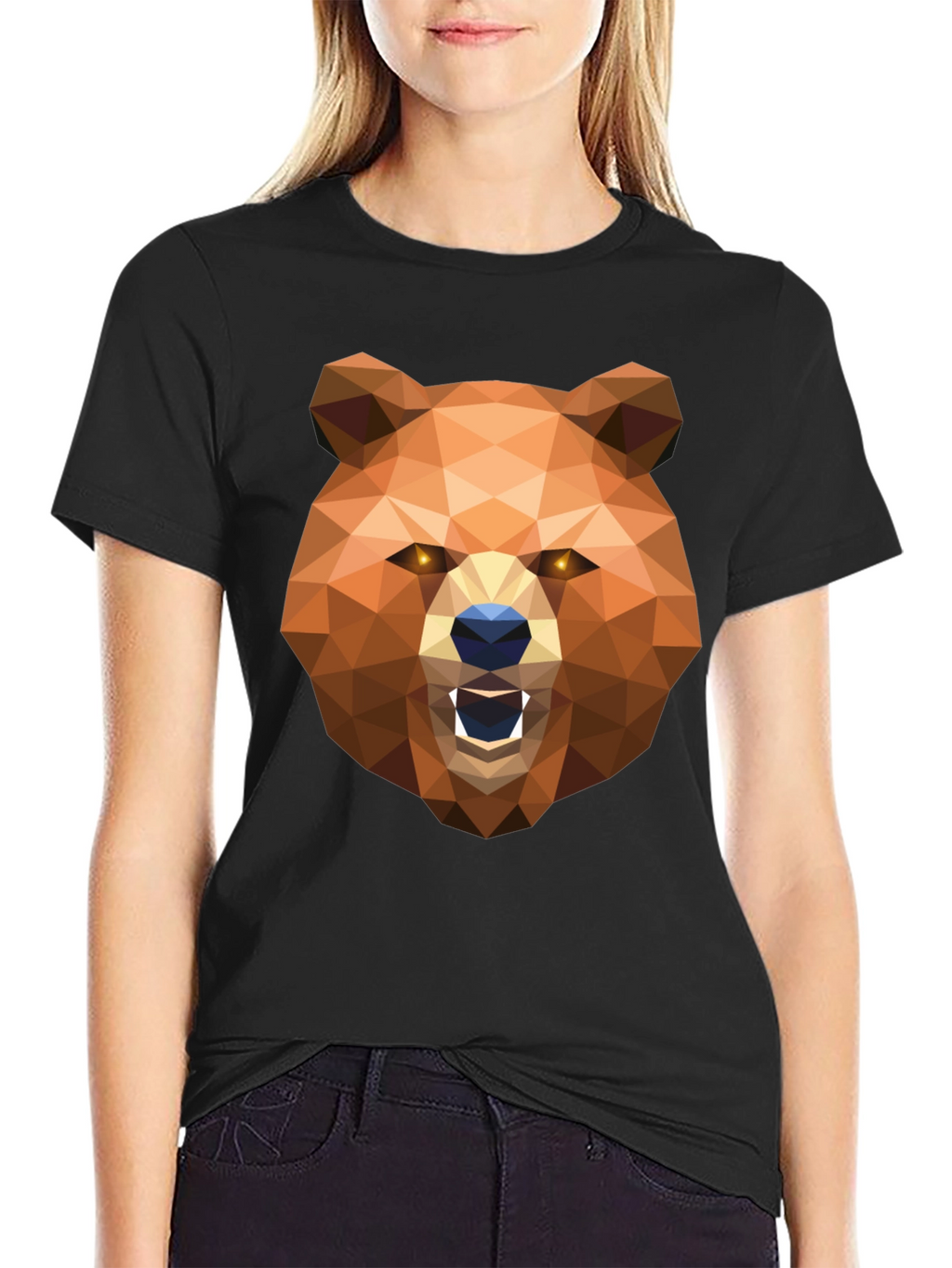 Geometric Bear Head Graphic T-Shirt