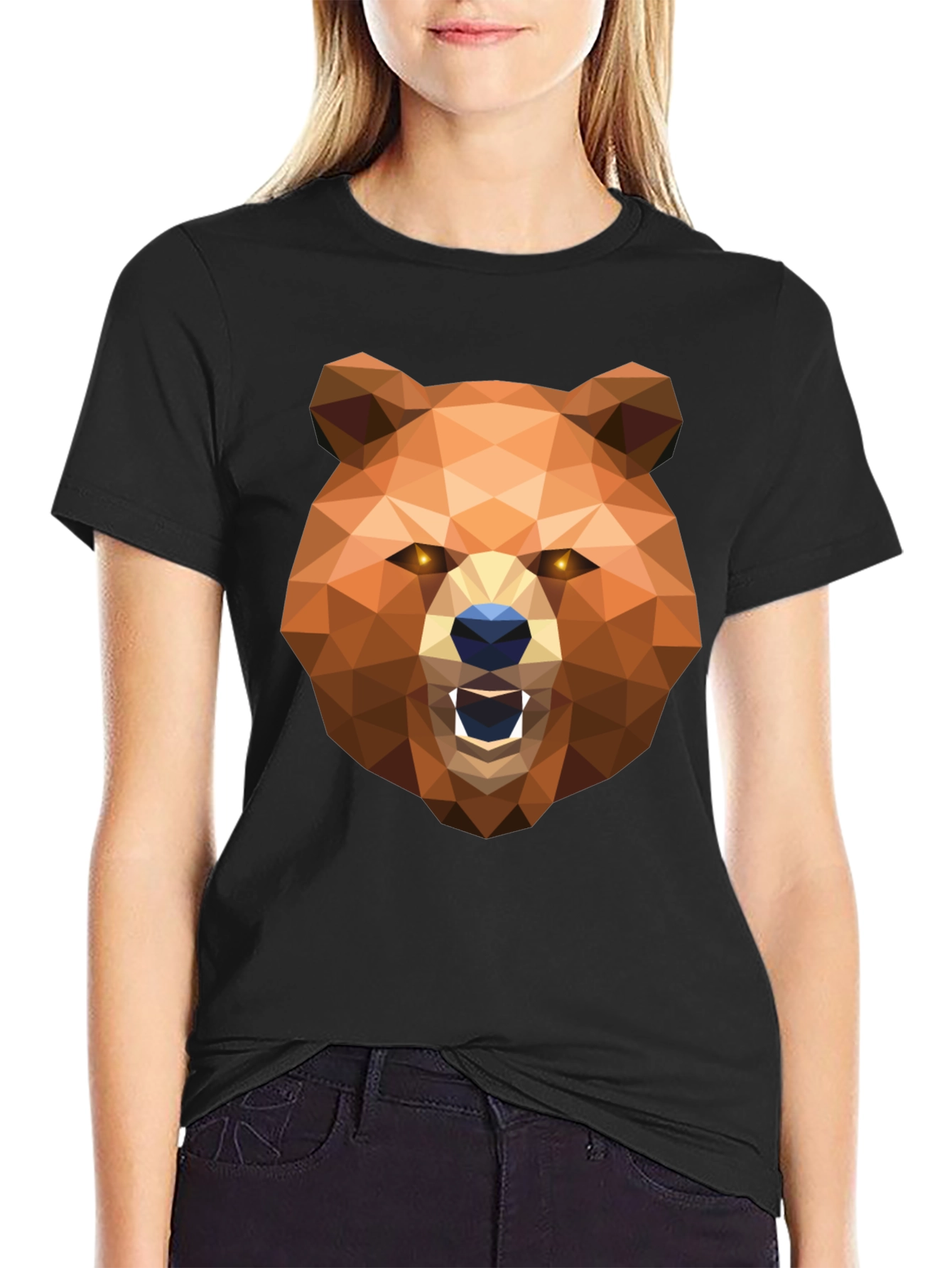 Geometric Bear Head Graphic T-Shirt
