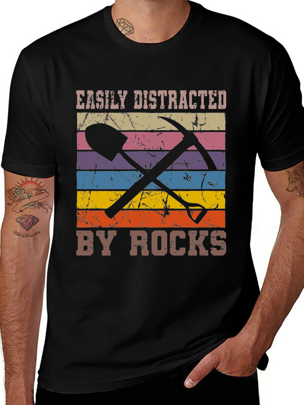 Easily Distracted by Rocks Black Graphic Tee