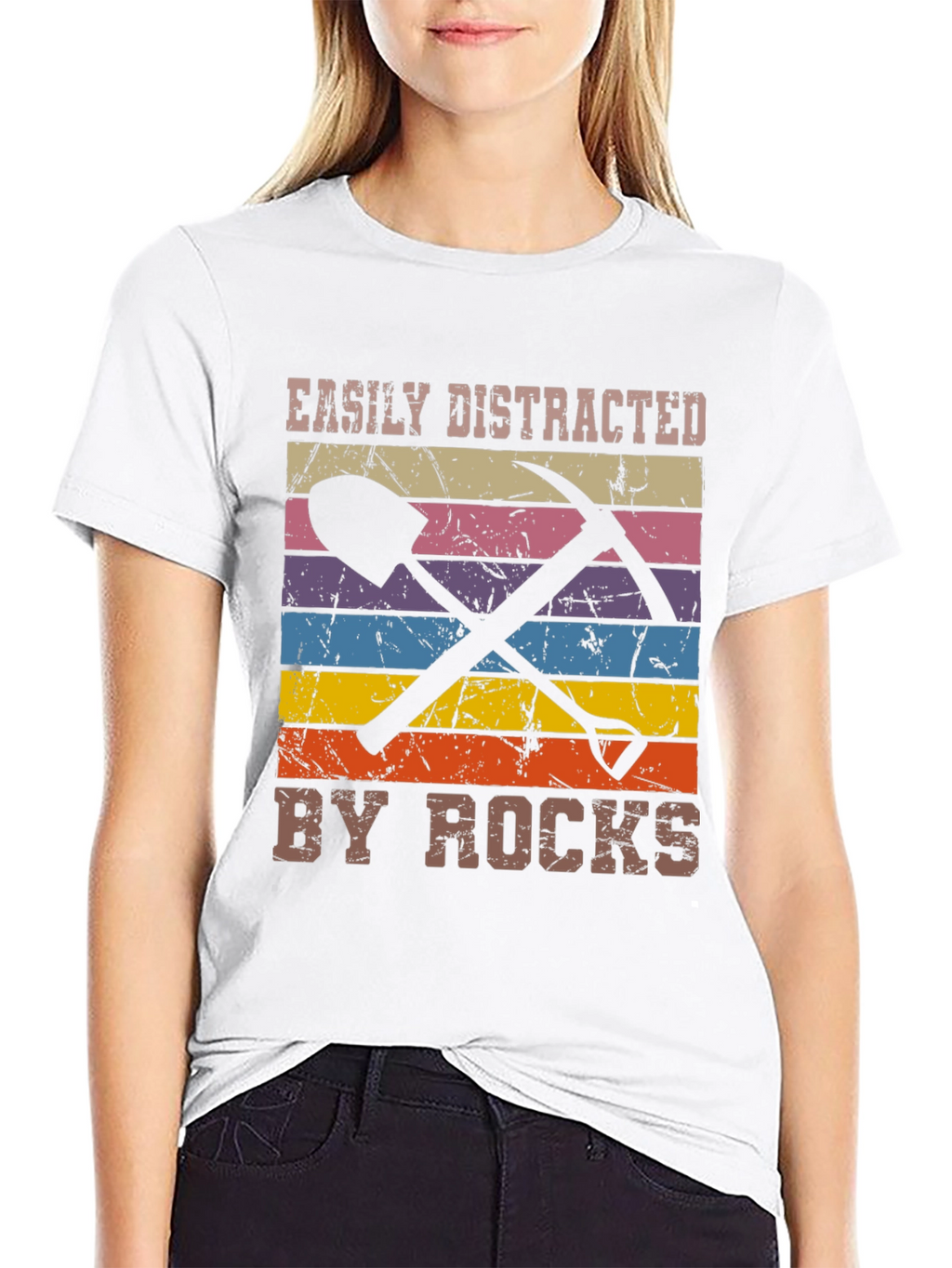 Easily Distracted by Rocks Black Graphic Tee