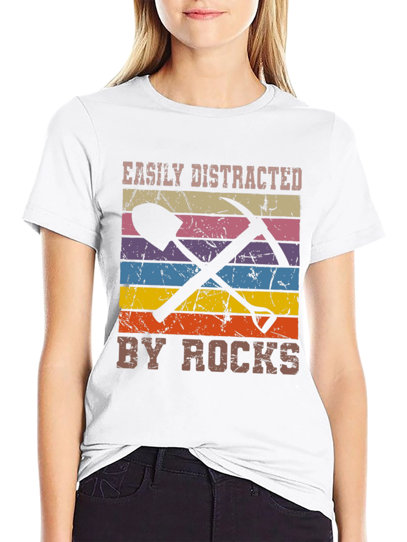 Easily Distracted by Rocks Black Graphic Tee