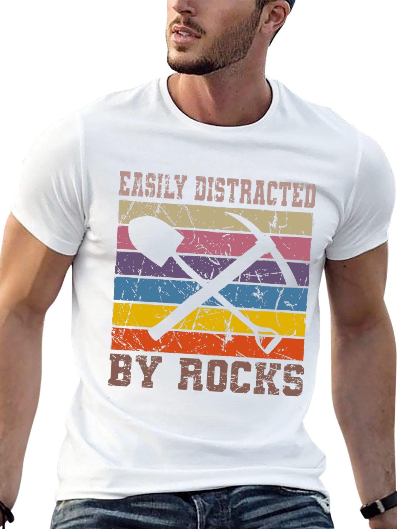 Easily Distracted by Rocks Black Graphic Tee