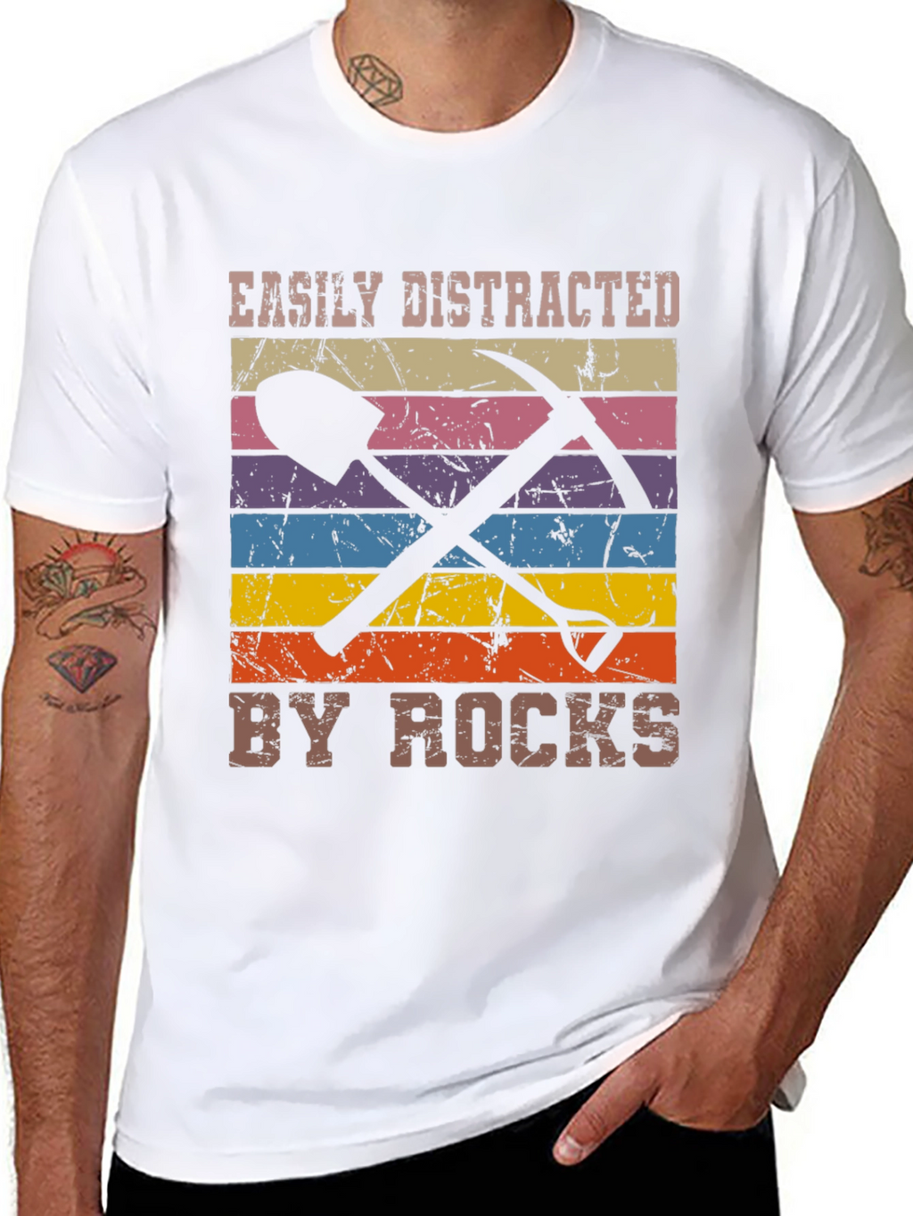 Easily Distracted by Rocks Black Graphic Tee