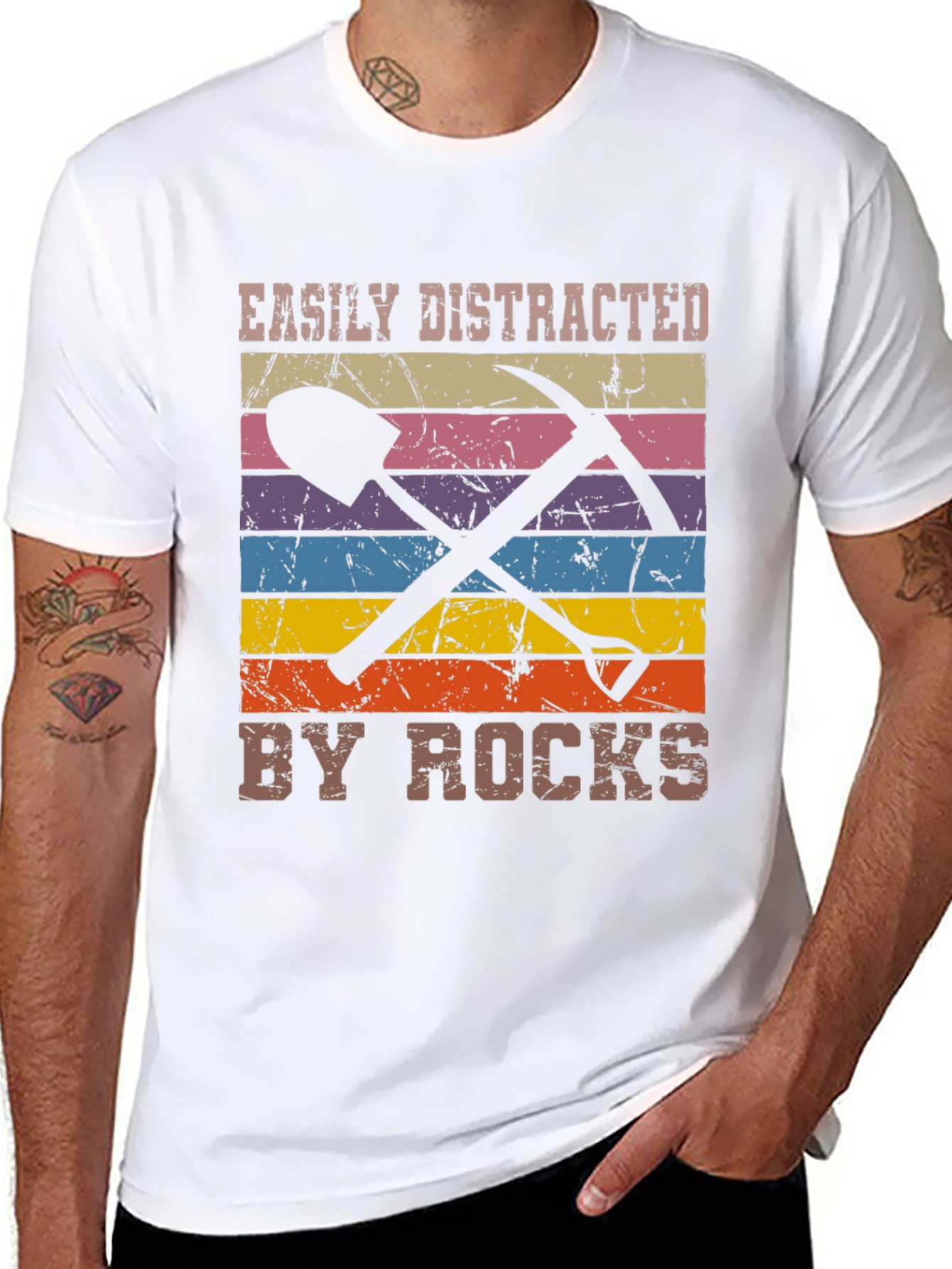 Easily Distracted by Rocks Black Graphic Tee