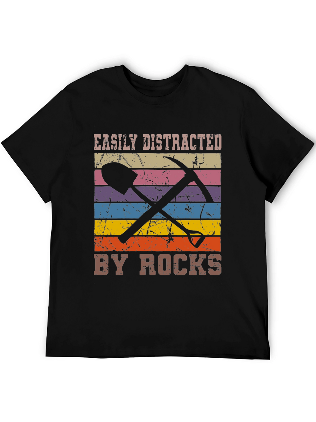 Easily Distracted by Rocks Black Graphic Tee