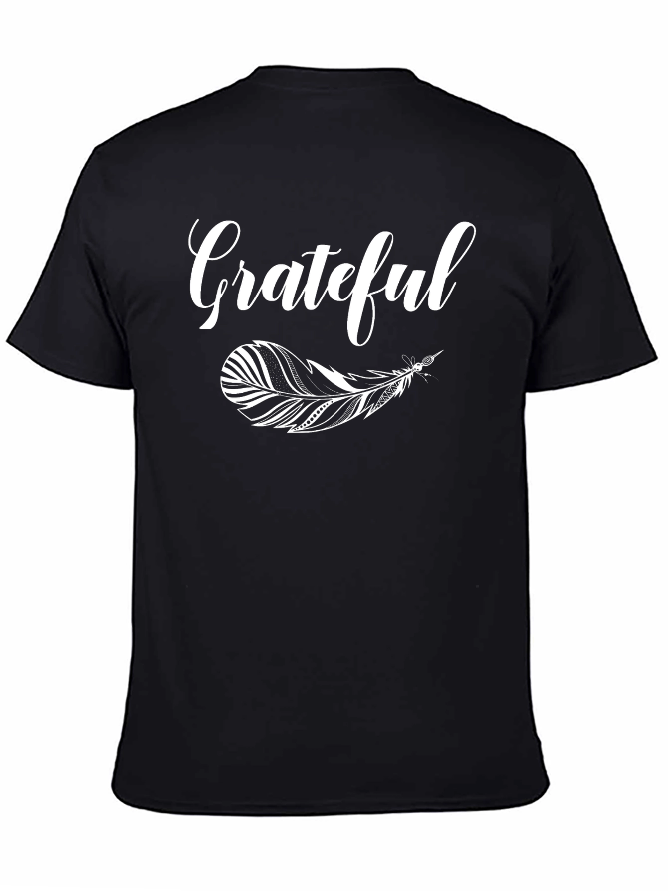 Grateful Feather Graphic T-Shirt - Black
