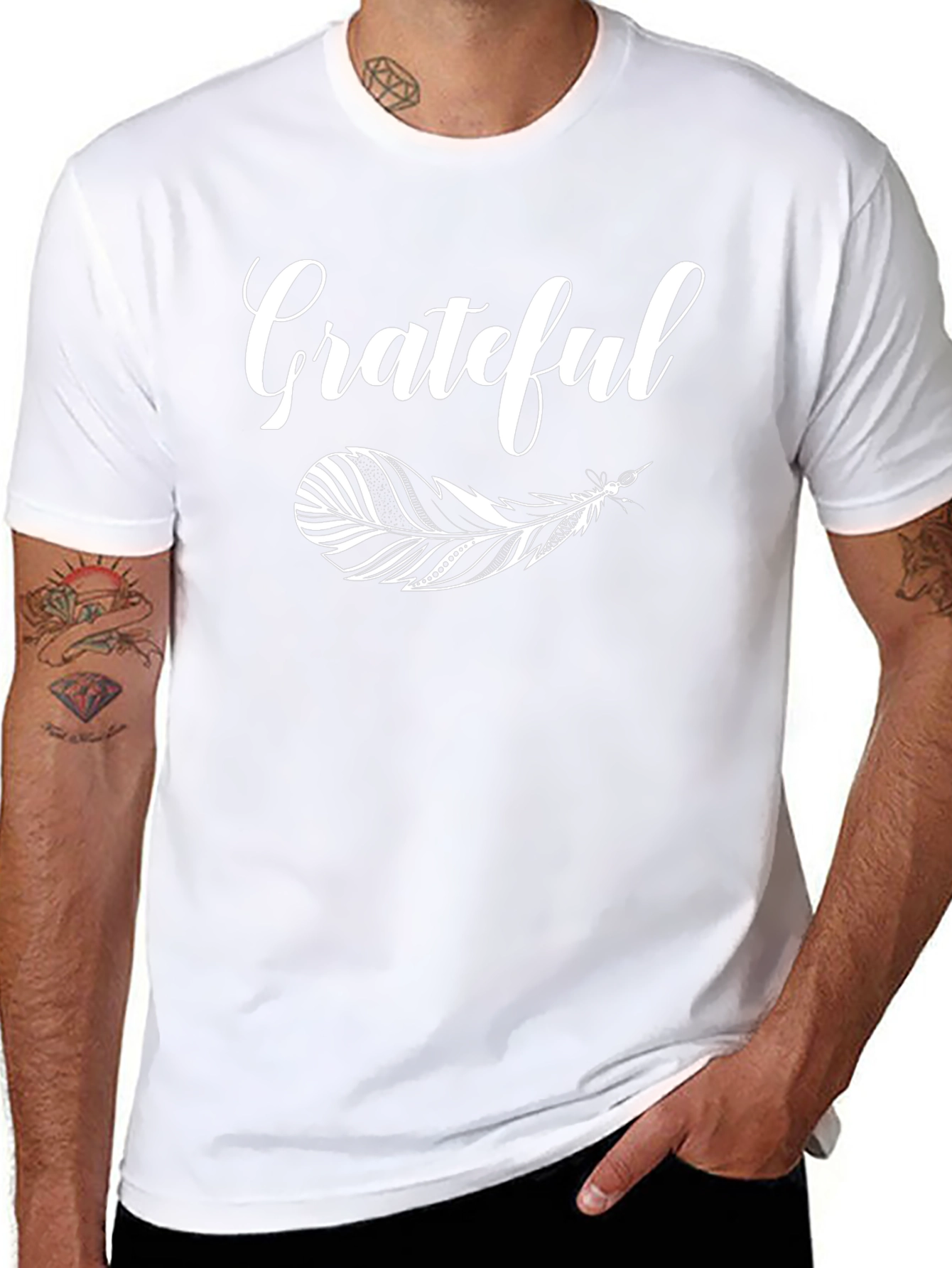Grateful Feather Graphic T-Shirt - Black