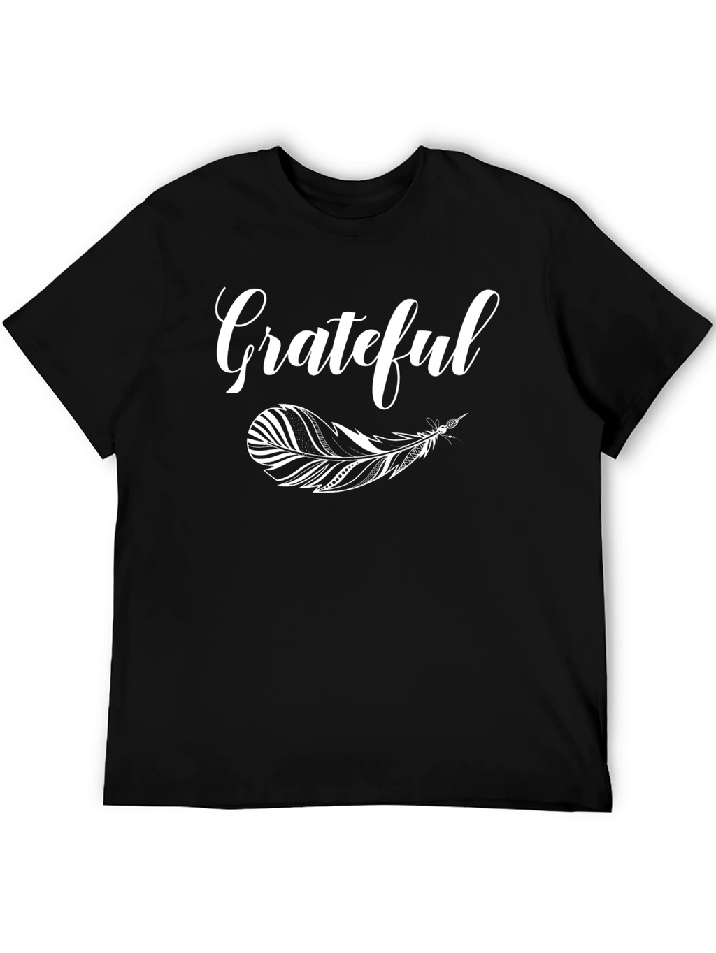 Grateful Feather Graphic T-Shirt - Black