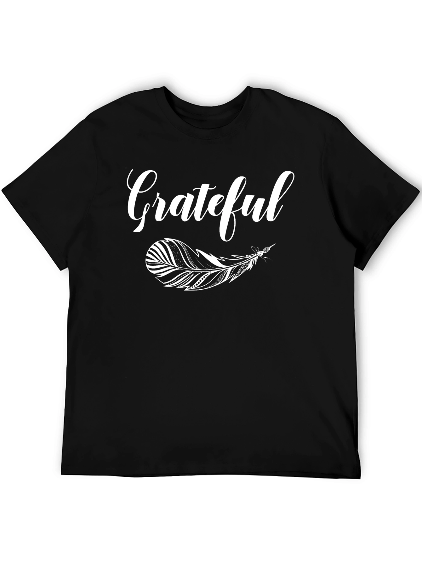Grateful Feather Graphic T-Shirt - Black