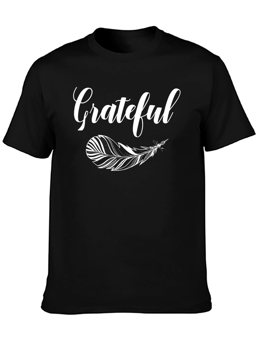Grateful Feather Graphic T-Shirt - Black