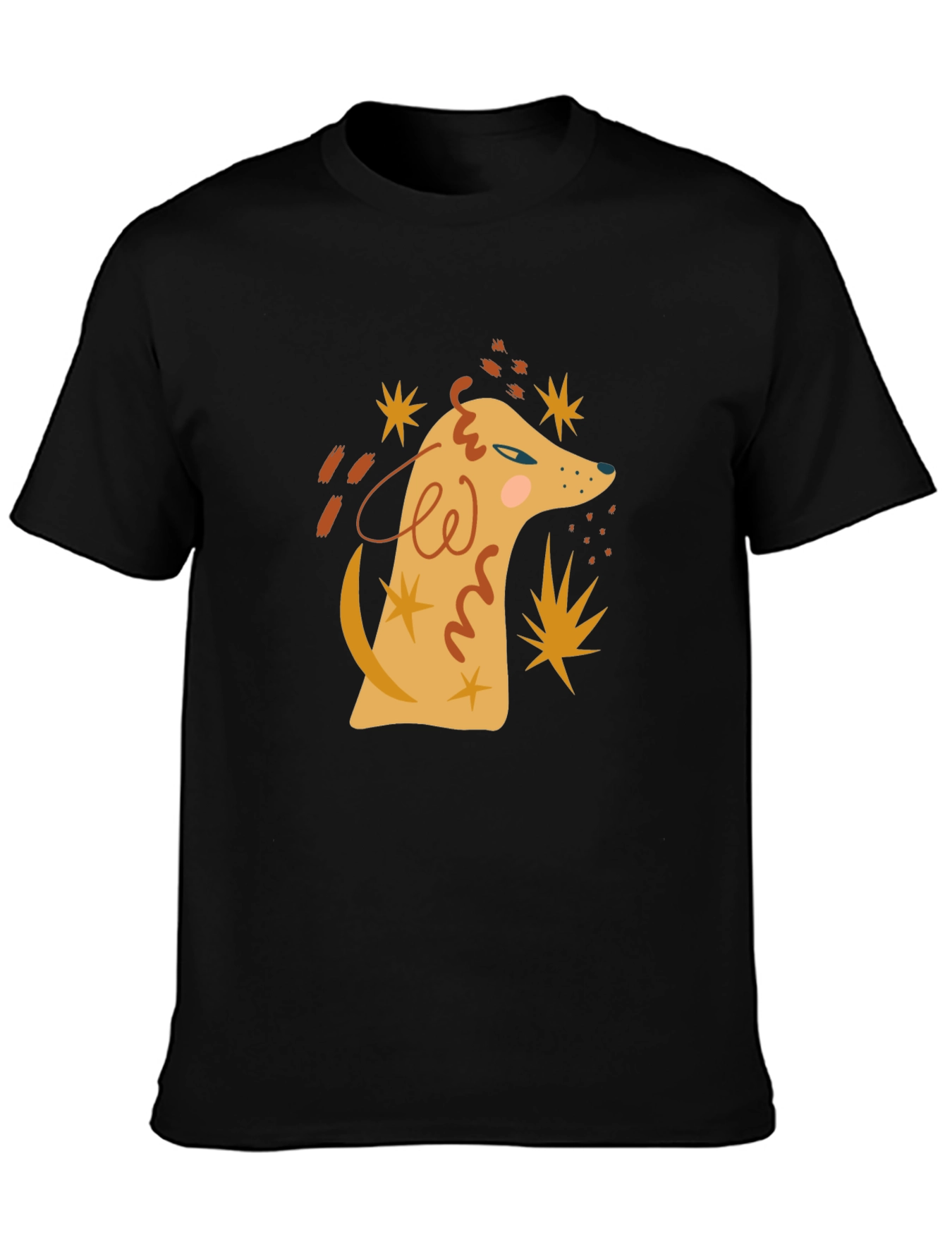 Abstract Dog Graphic Tee - Mens Black T-Shirt