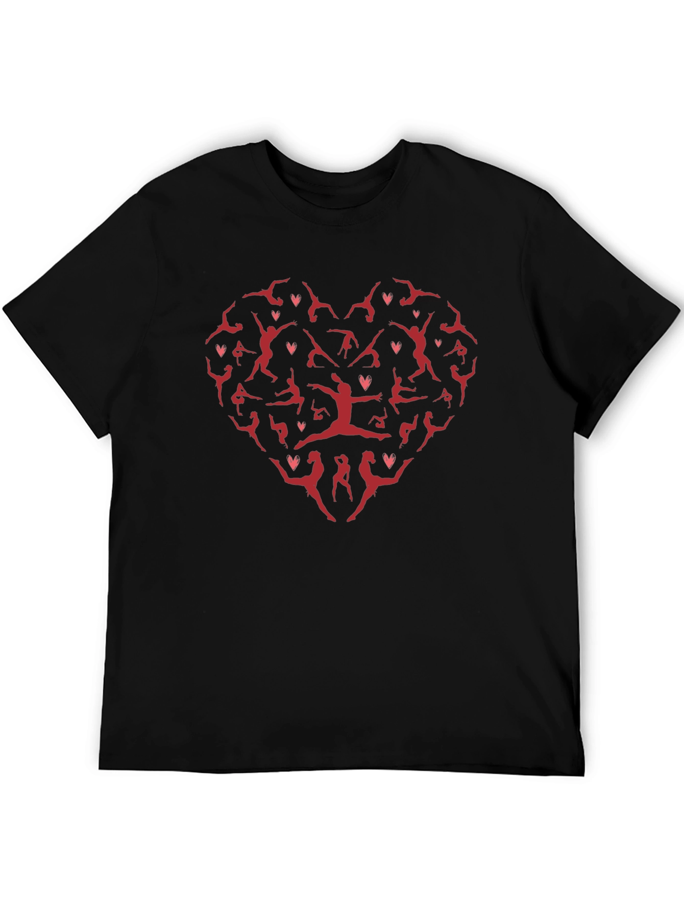 Gymnastics Heart Graphic T-Shirt - Black Cotton Tee