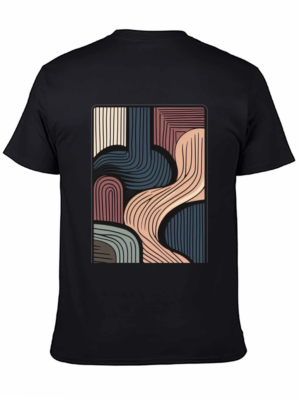 Abstract Lines Graphic Black T-Shirt