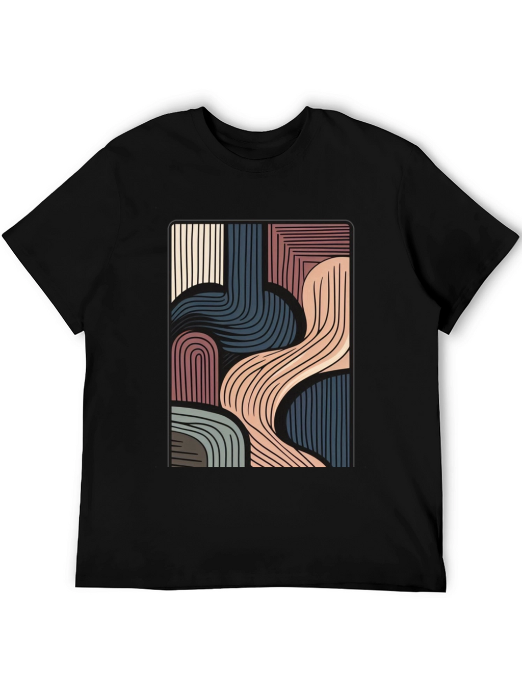 Abstract Lines Graphic Black T-Shirt