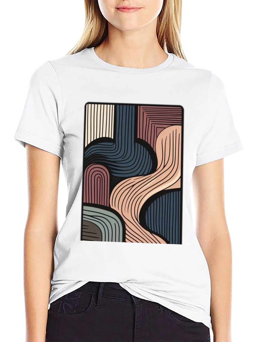 Abstract Lines Graphic Black T-Shirt