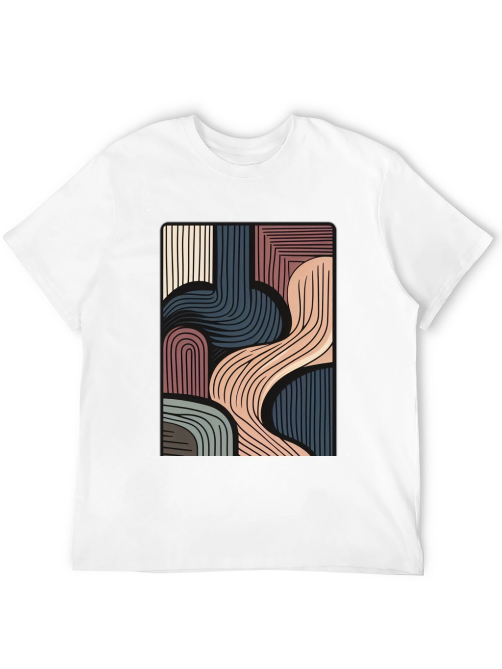 Abstract Lines Graphic Black T-Shirt