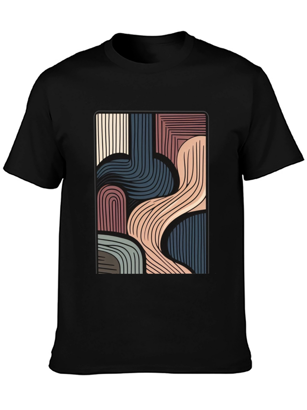 Abstract Lines Graphic Black T-Shirt