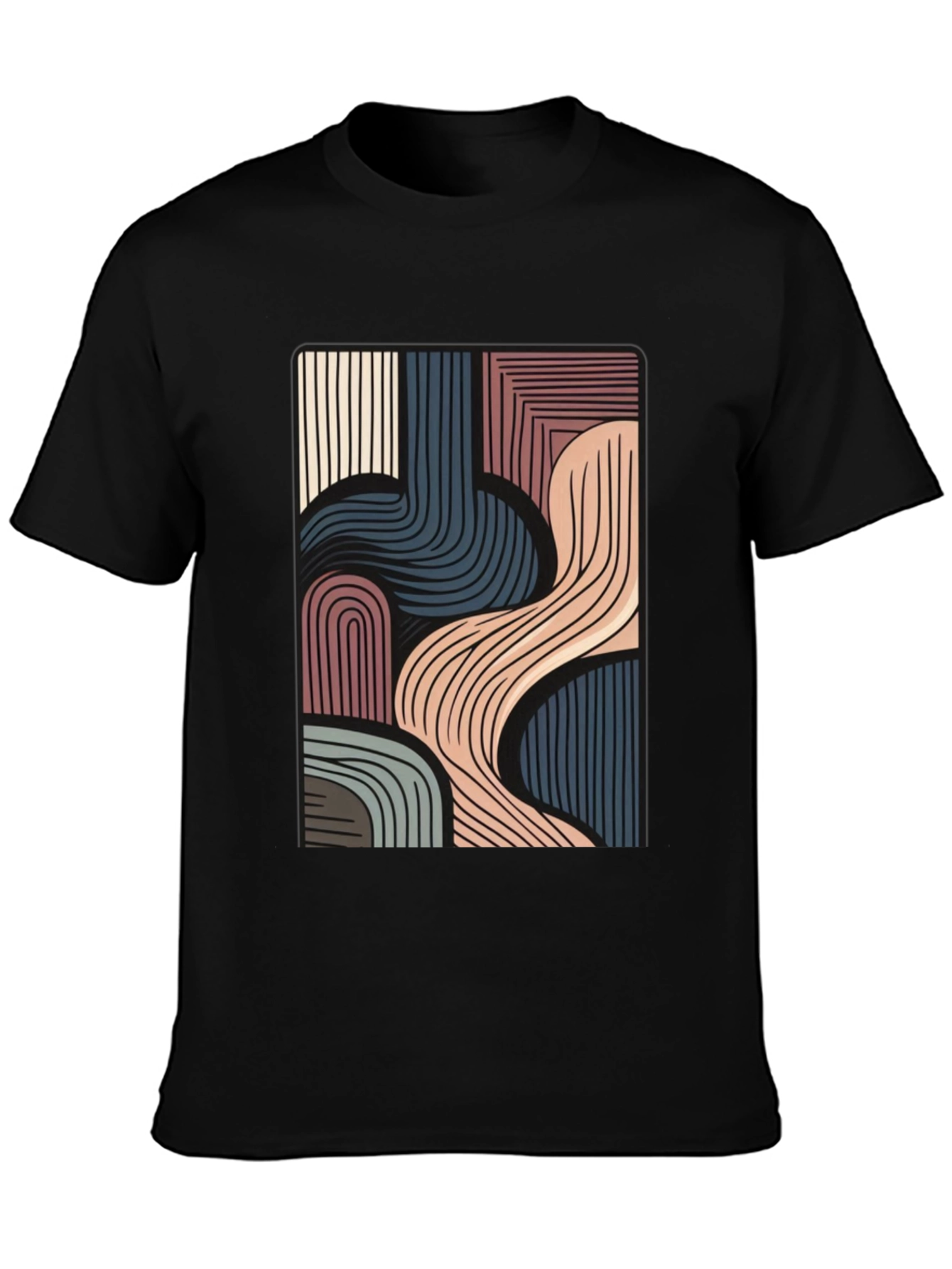Abstract Lines Graphic Black T-Shirt