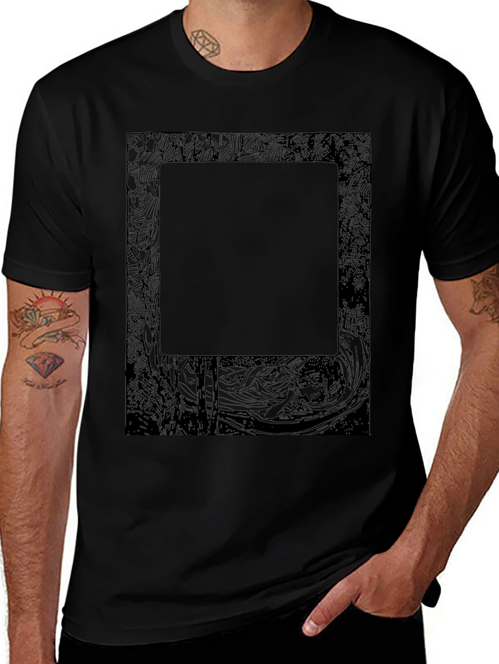 Abstract Graphic Print Black T-Shirt