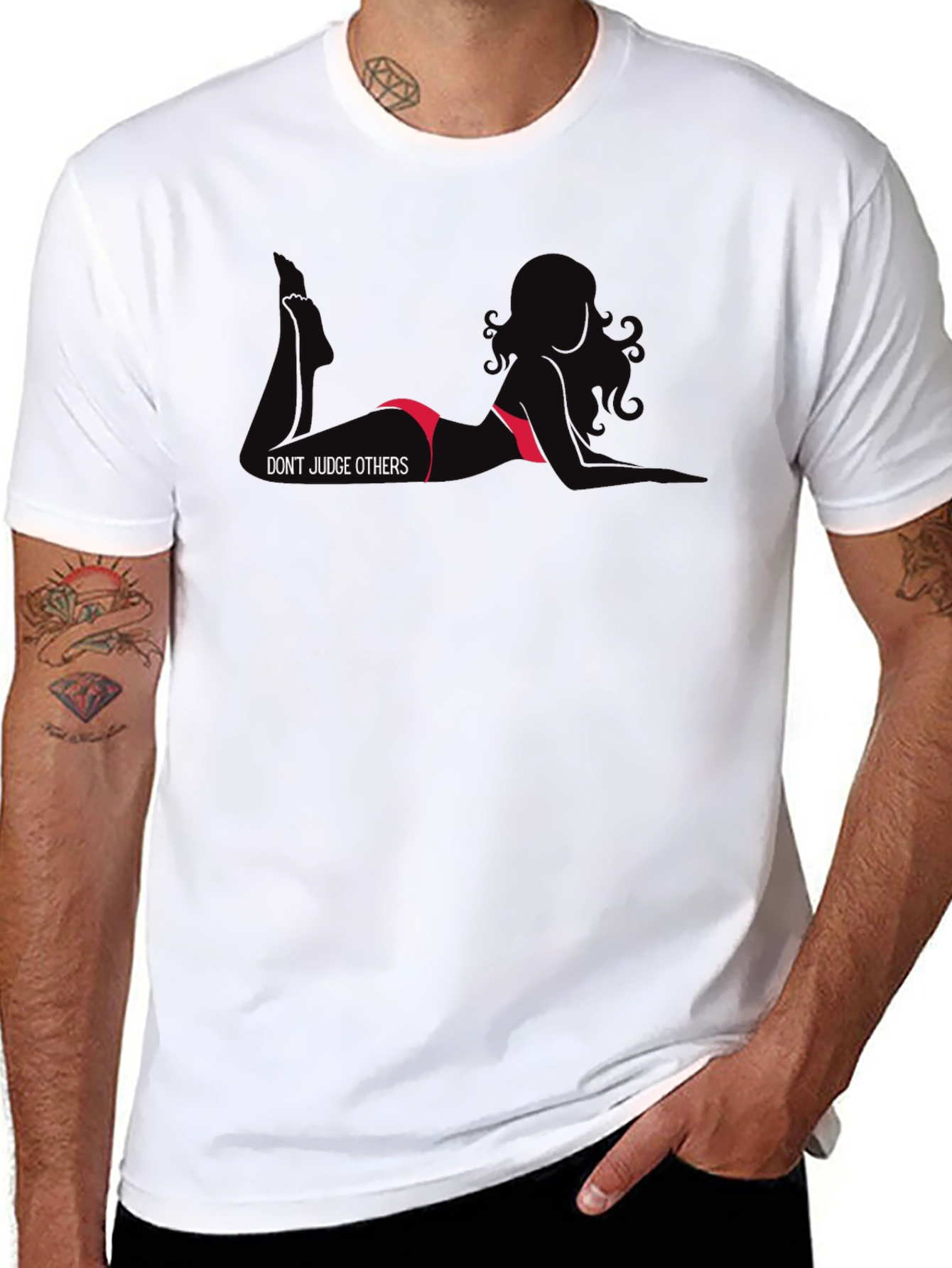 Edgy Dont Judge Graphic Tee - Black