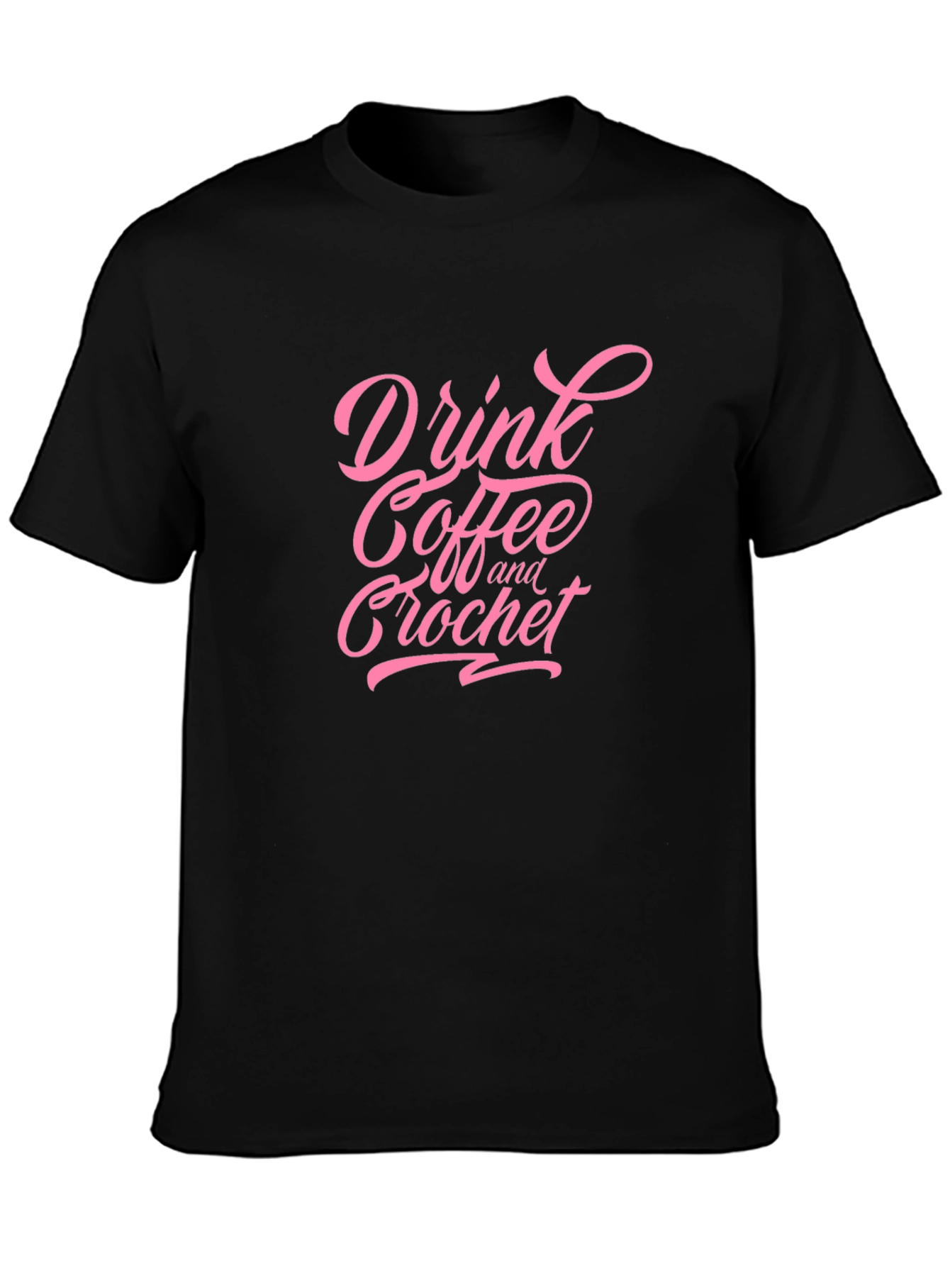 Drink Coffee & Crochet Graphic Tee - Black Cotton Blend
