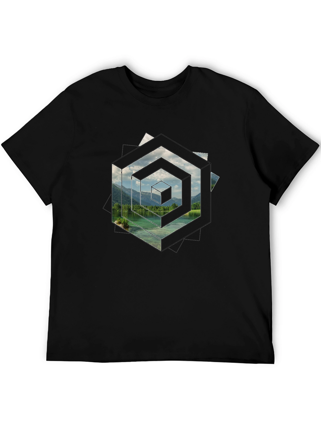 Geometric Lake View Mens T-Shirt