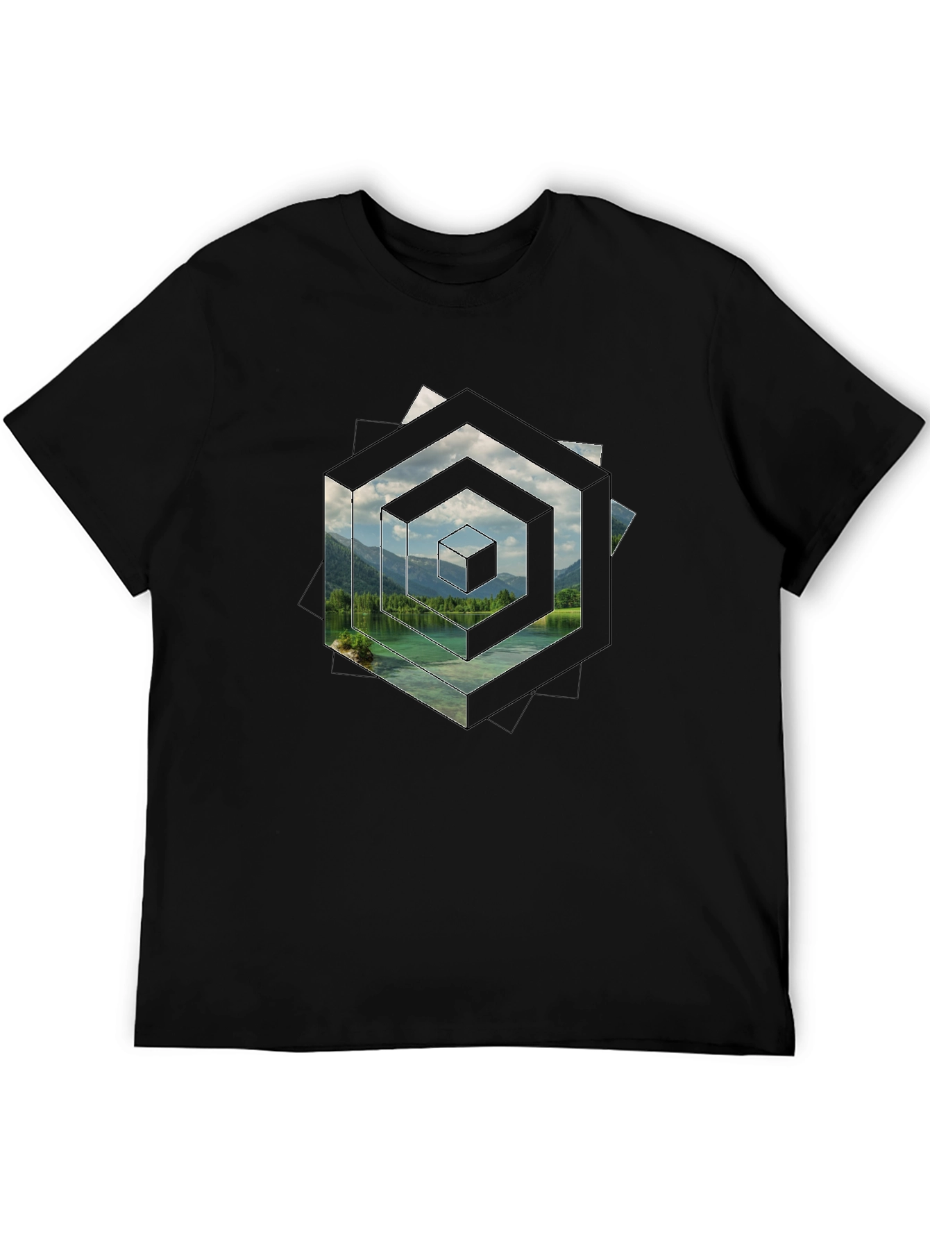 Geometric Lake View Mens T-Shirt