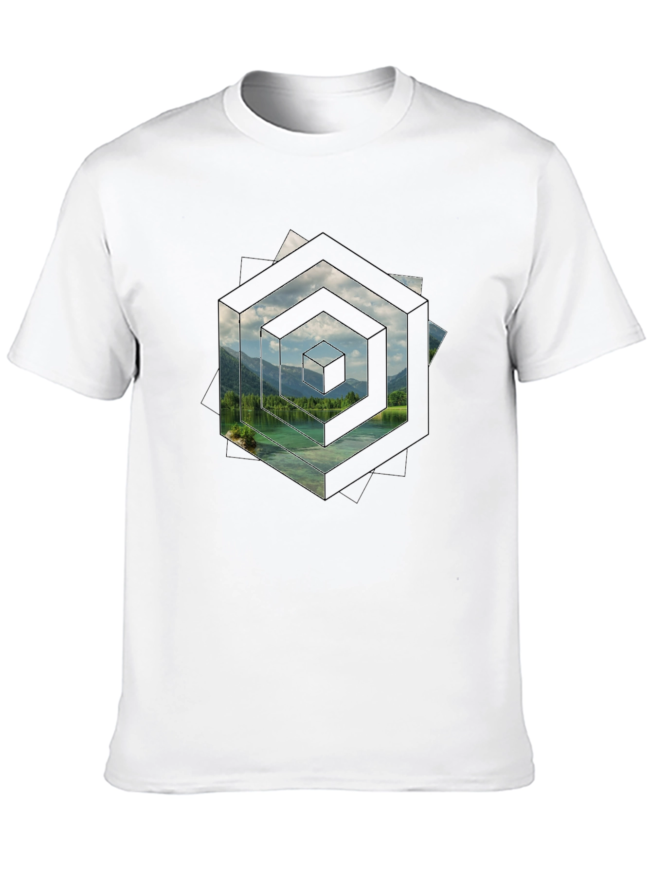 Geometric Lake View Mens T-Shirt