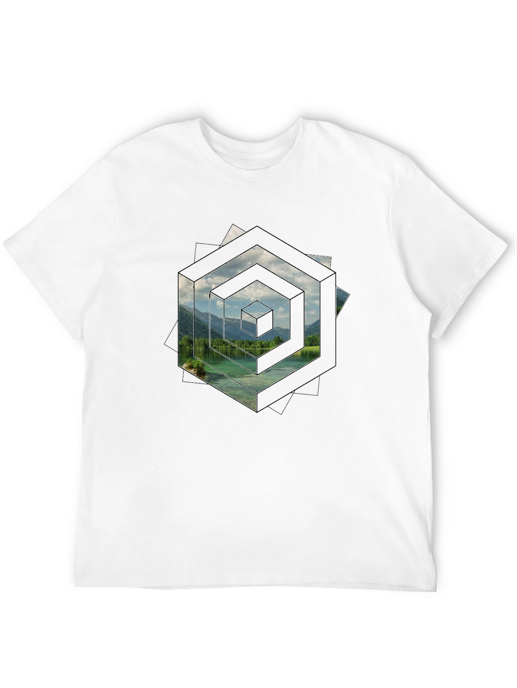 Geometric Lake View Mens T-Shirt
