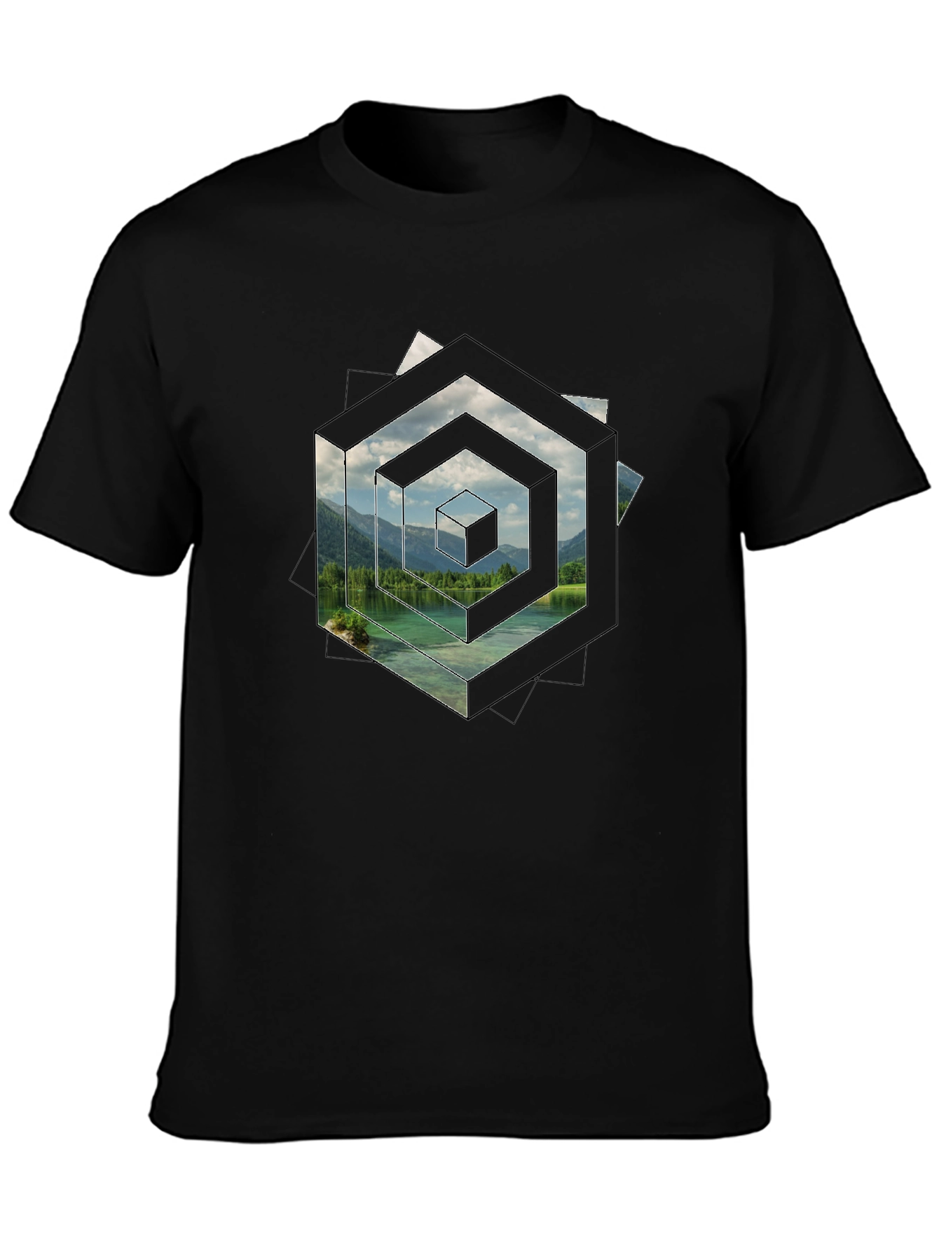 Geometric Lake View Mens T-Shirt