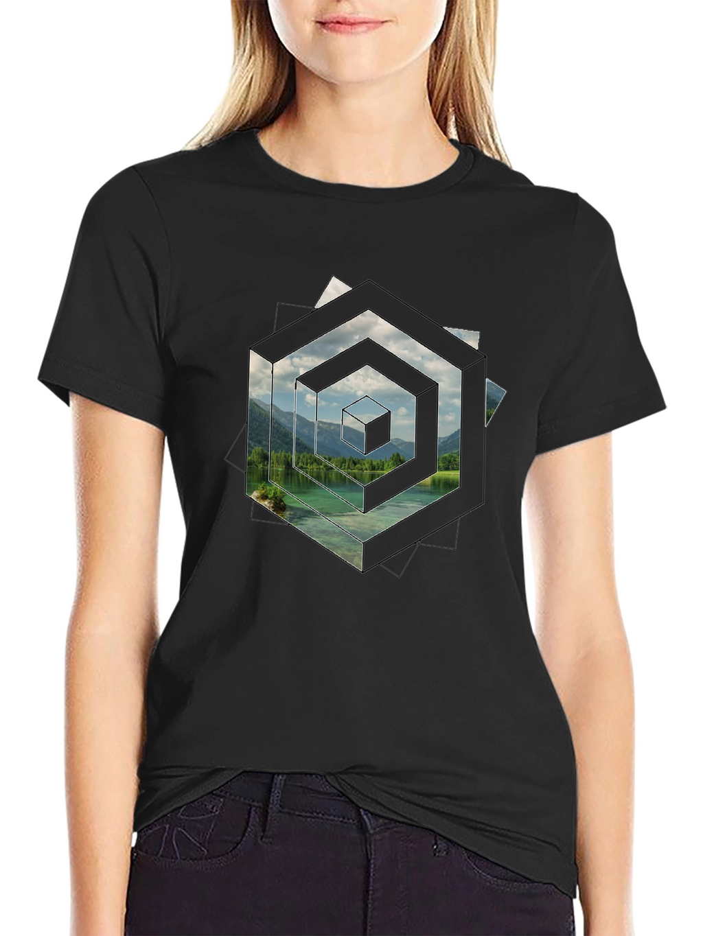 Geometric Lake View Mens T-Shirt