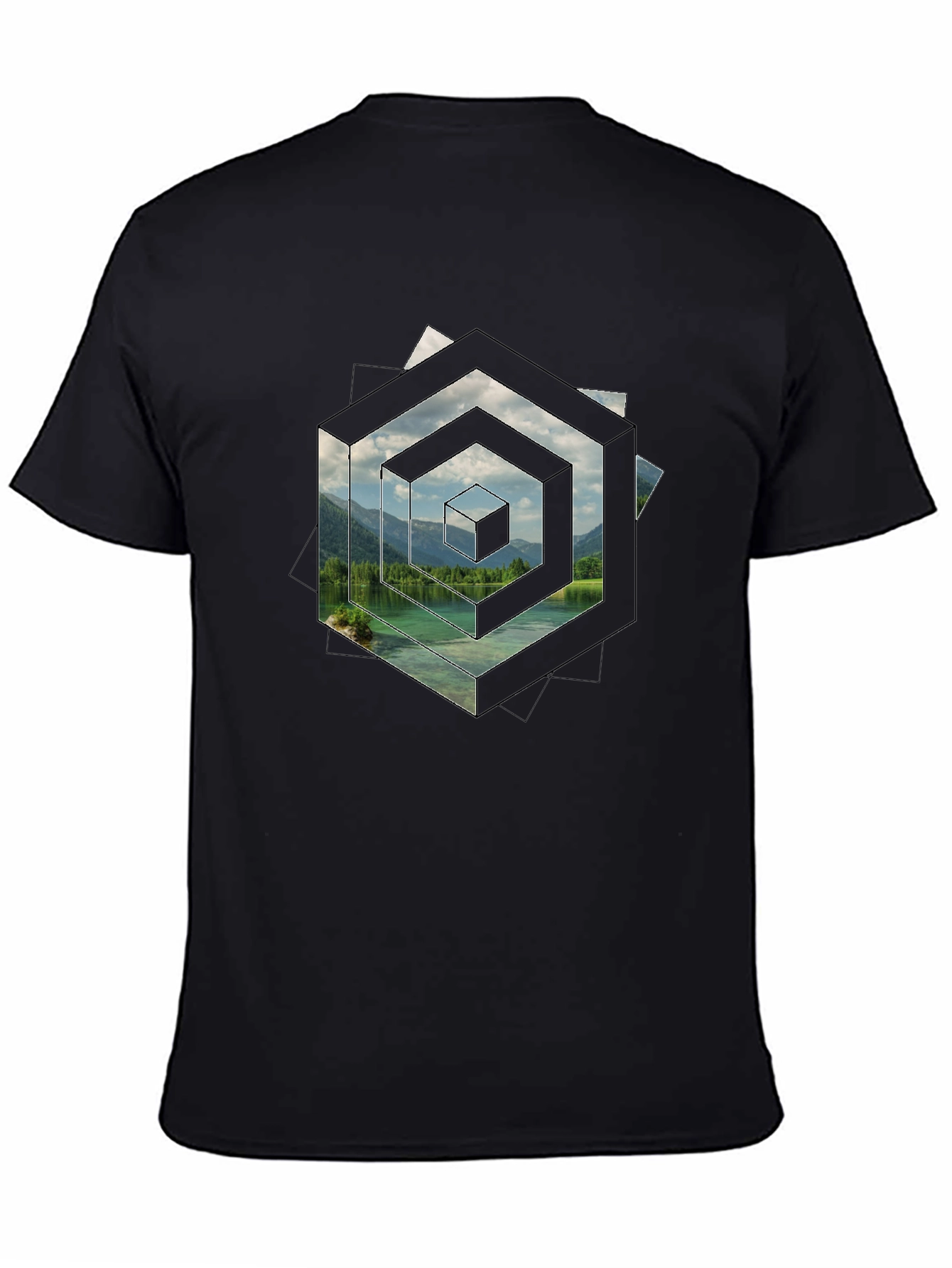 Geometric Lake View Mens T-Shirt