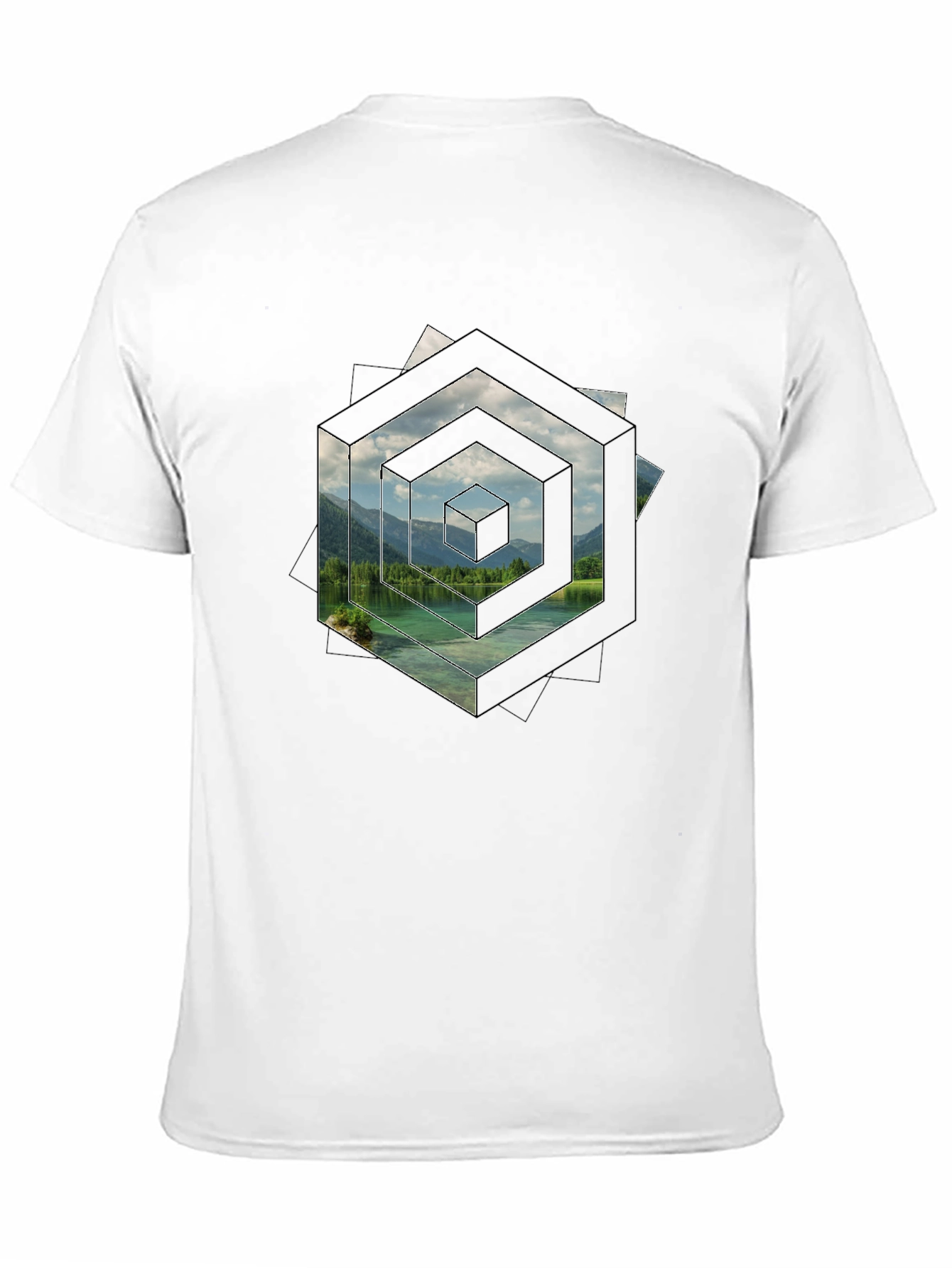 Geometric Lake View Mens T-Shirt