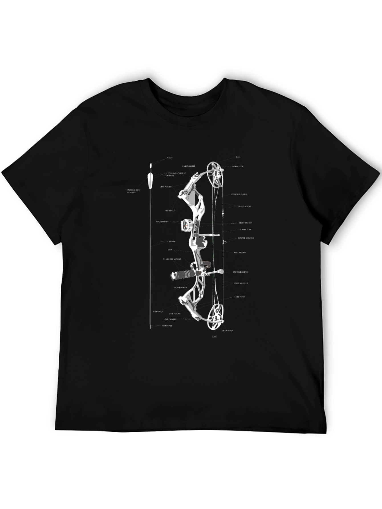 Archery Bow Diagram T-Shirt - Black Graphic Tee