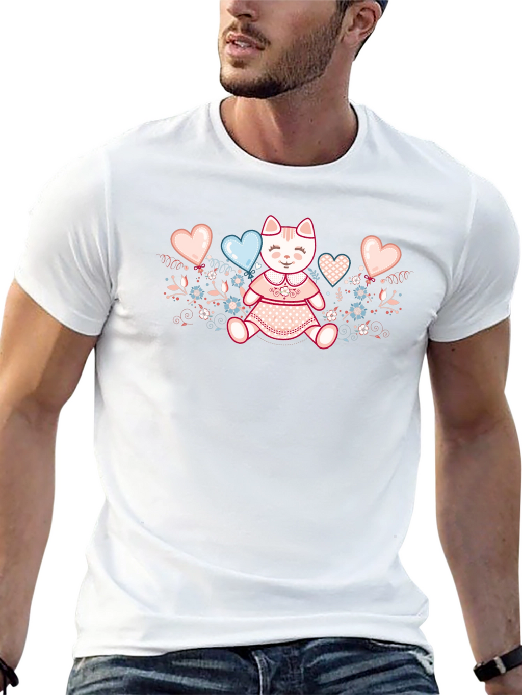 Cute Kitty Hearts Graphic Tee