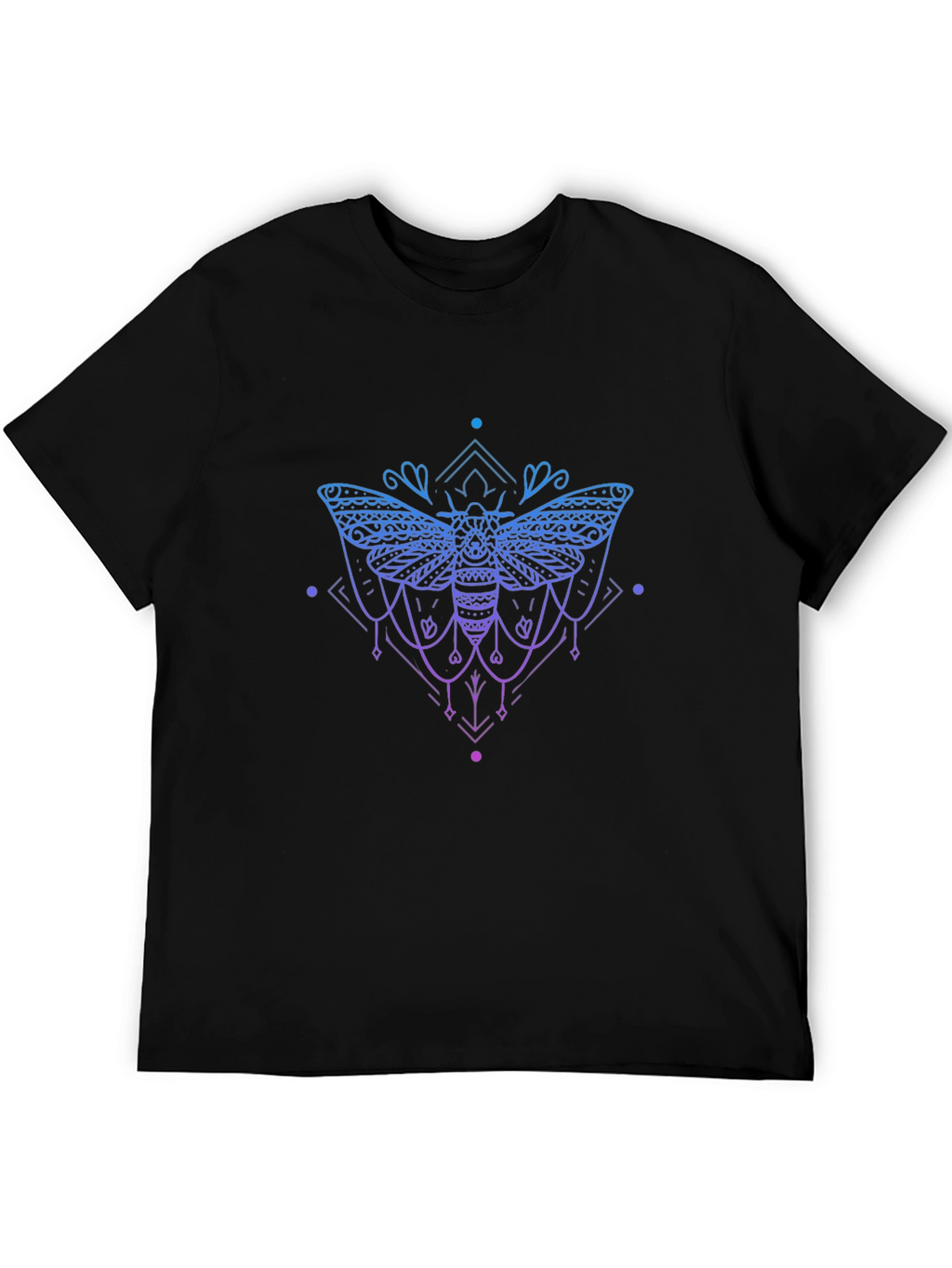 Geometric Moth Graphic Tee - Black