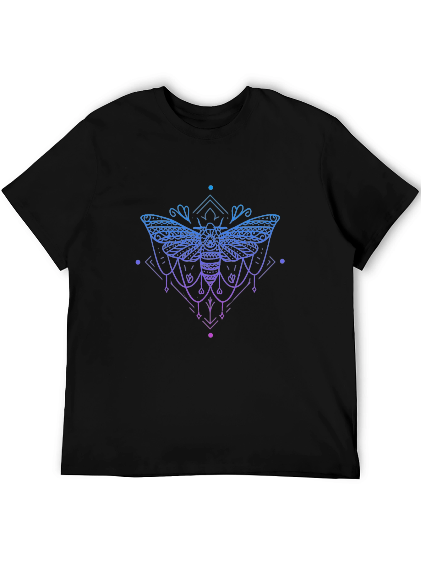 Geometric Moth Graphic Tee - Black