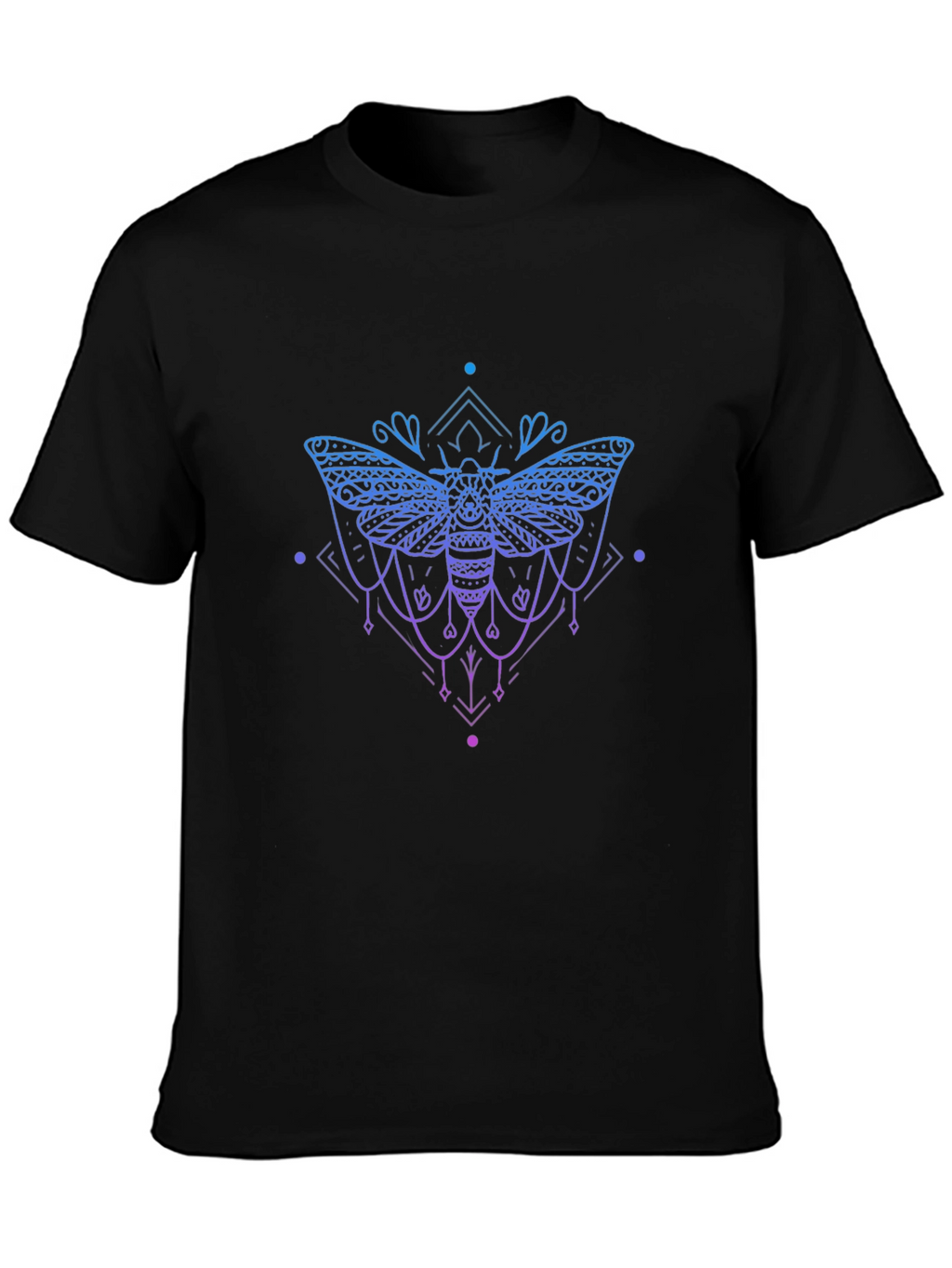 Geometric Moth Graphic Tee - Black