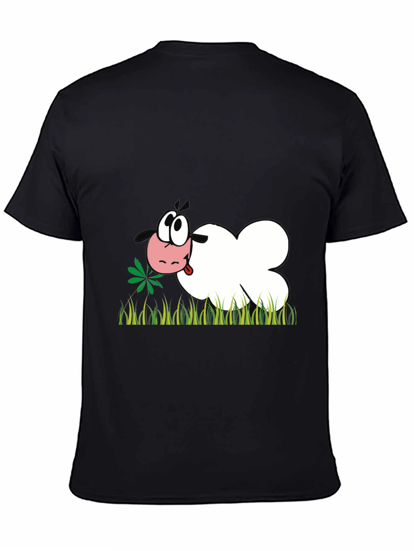 Cartoon Sheep T-Shirt - Black Funny Design