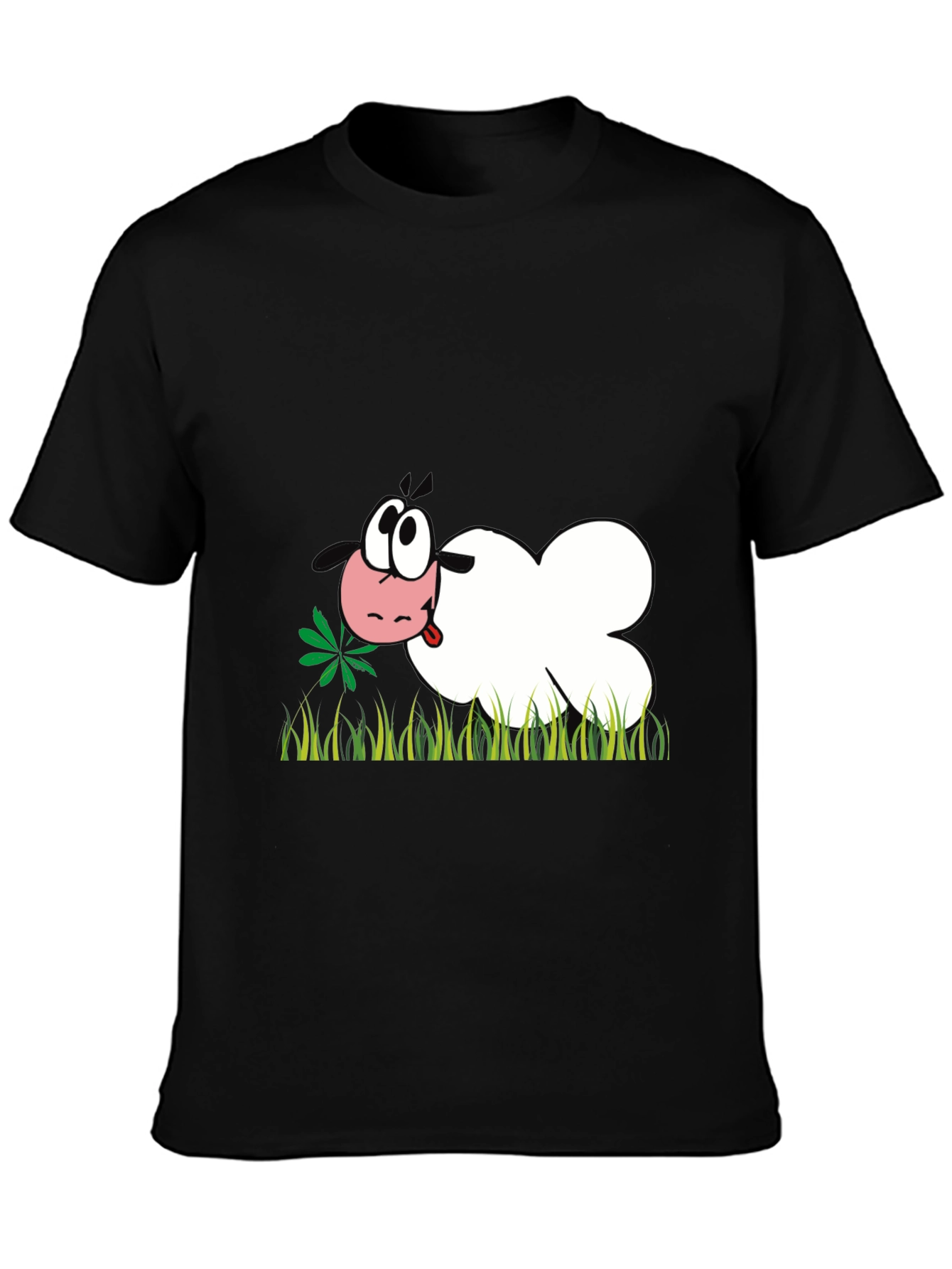 Cartoon Sheep T-Shirt - Black Funny Design