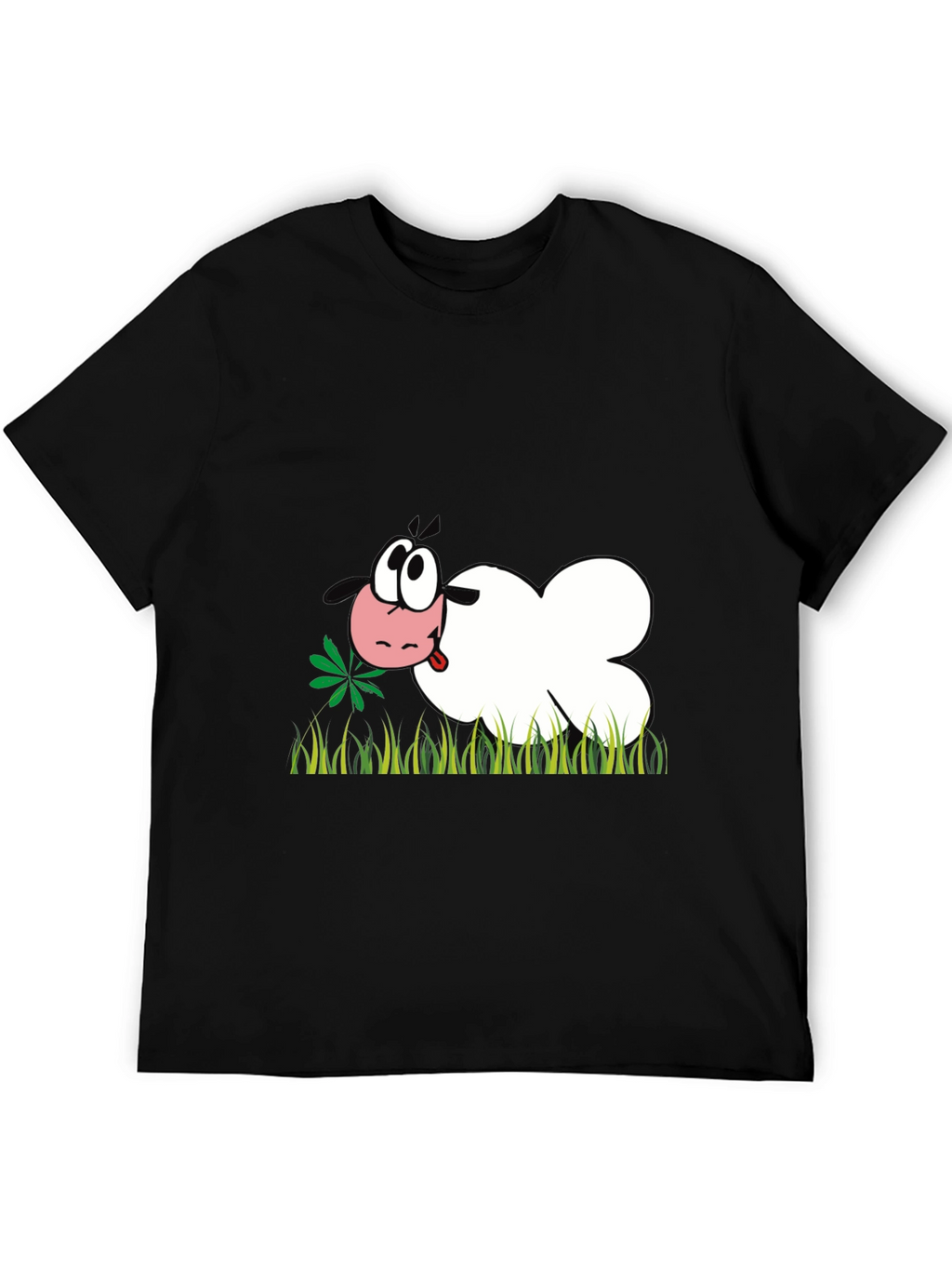Cartoon Sheep T-Shirt - Black Funny Design
