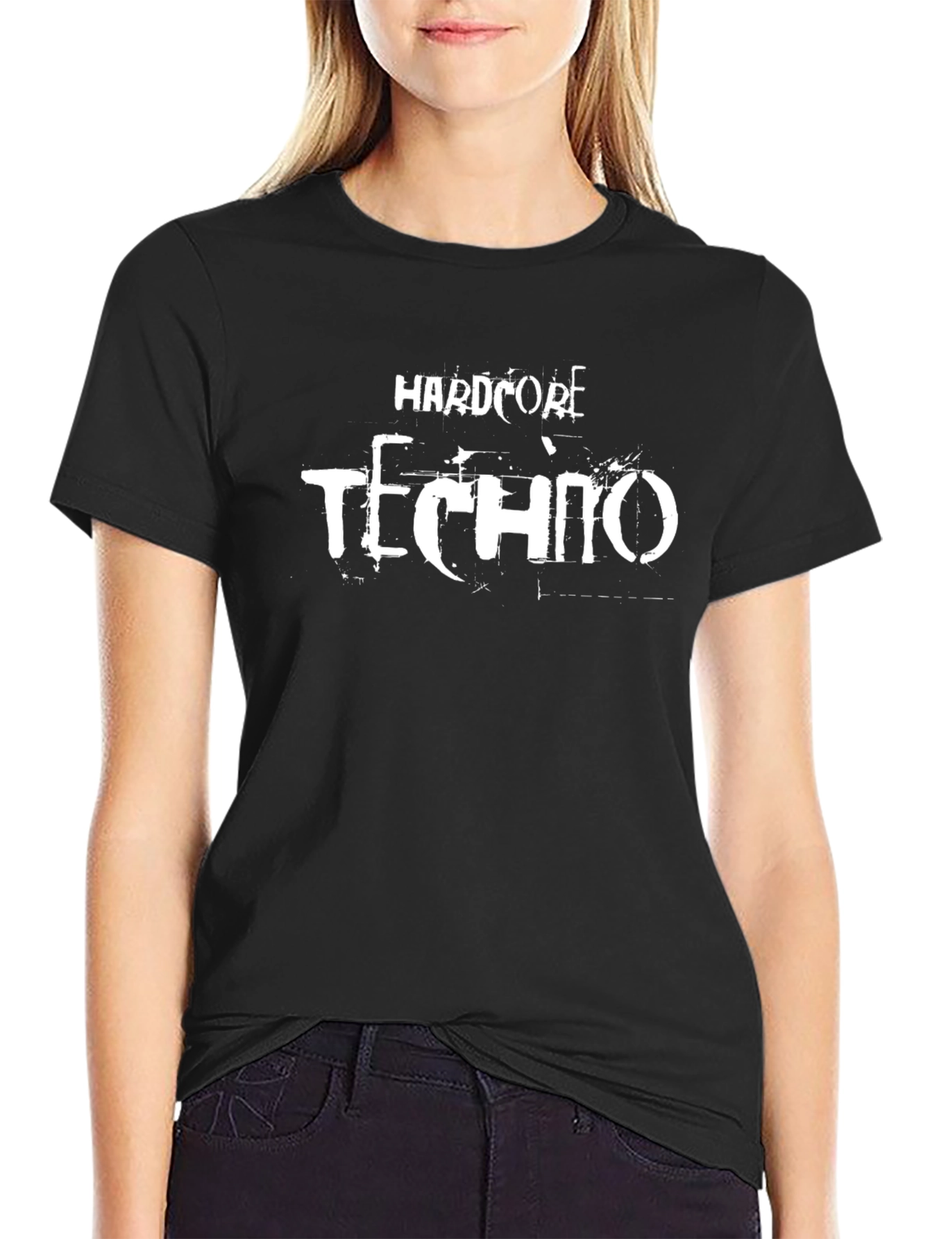 Hardcore Techno Graphic Tee - Black Cotton T-Shirt